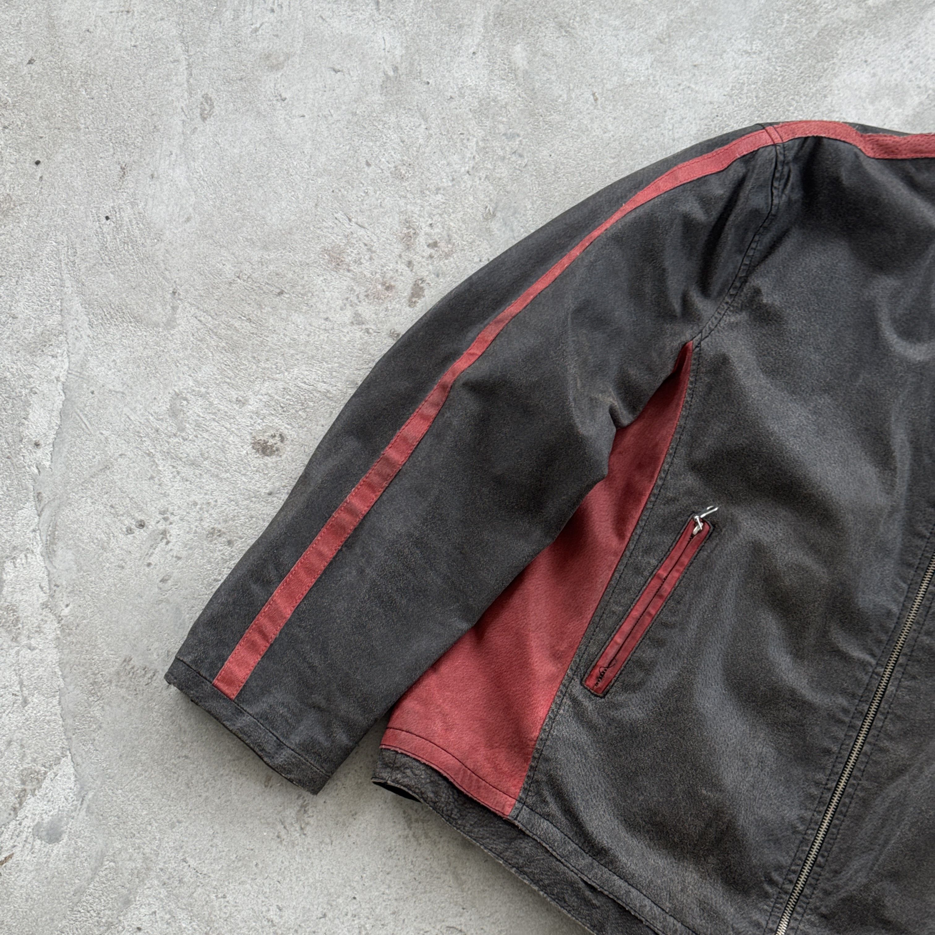 Vintage Vintage Cyber Biker Canvas Jacket Gray Red Tribal Size M L Size US M / EU 48-50 / 2 - 4 Thumbnail