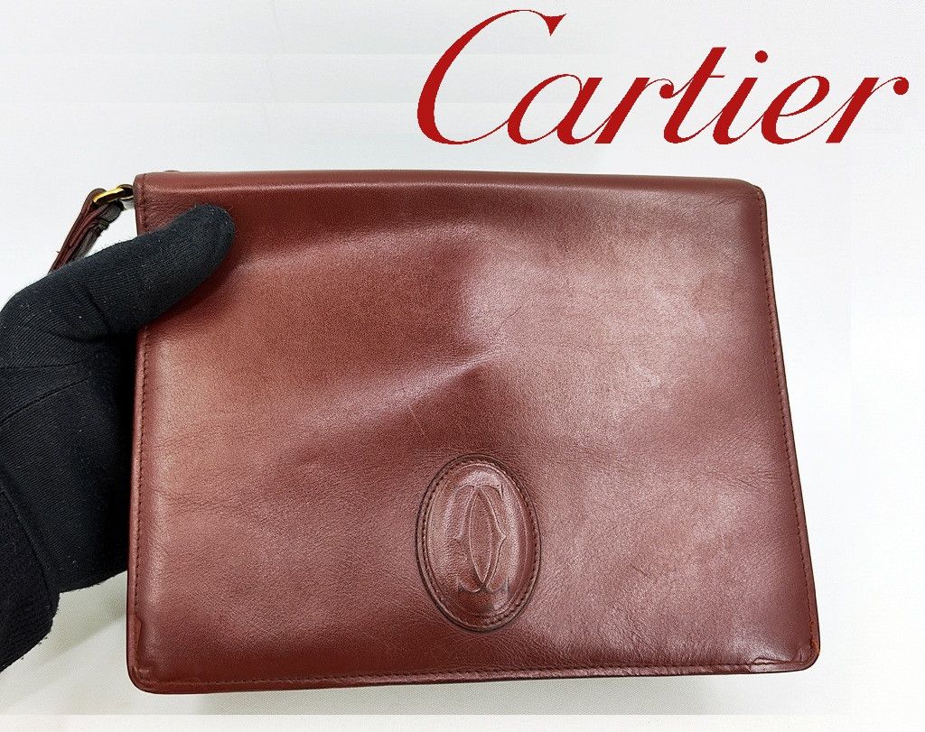 Cartier authentic CARTIER burgundy flap leather clutch bag Size ONE SIZE - 1 Thumbnail