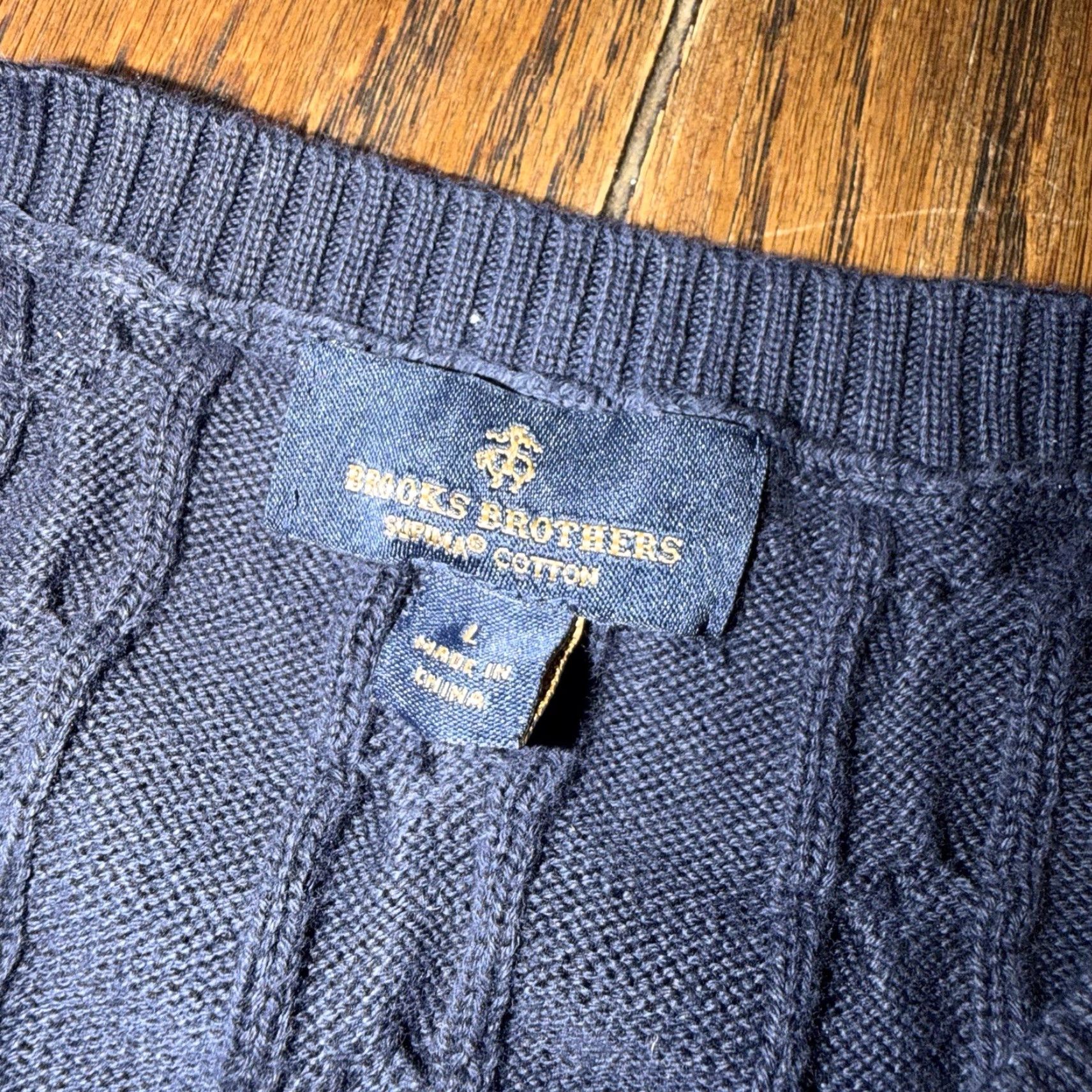 Brooks Brothers Brooks Brothers Sweater Mens Large Navy Blue Cable Knit Pullover Supima Cotton Size US L / EU 52-54 / 3 - 4 Thumbnail