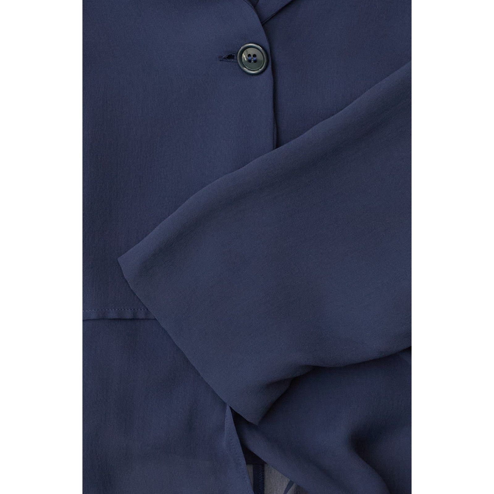 Silk Elongated Blue Blazer Shirt