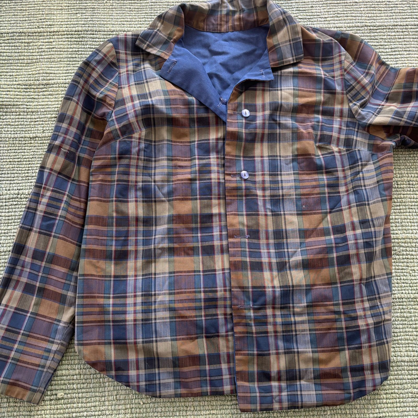 Other × Vintage Vintage 70s Plaid/Blue Reversible Blouse Shirt Jacket Sz M Size M / US 6-8 / IT 42-44 - 7 Thumbnail
