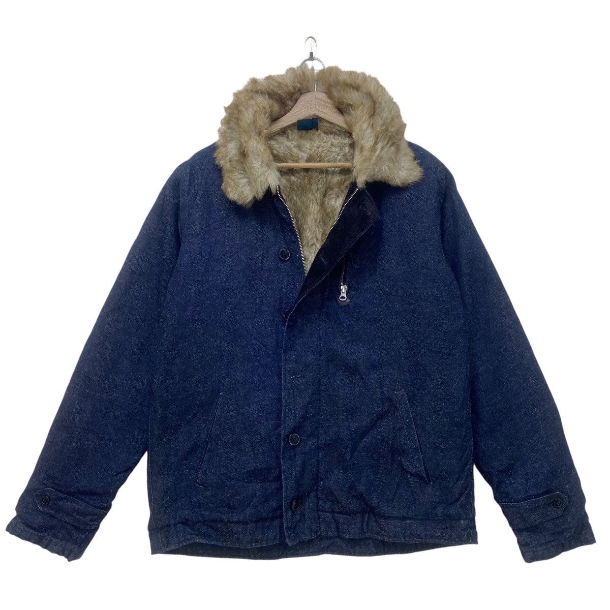 Japanese Brand Rageblue Street Fashion Fur Winter Denim Jacket Size US S / EU 44-46 / 1 - 2 Thumbnail
