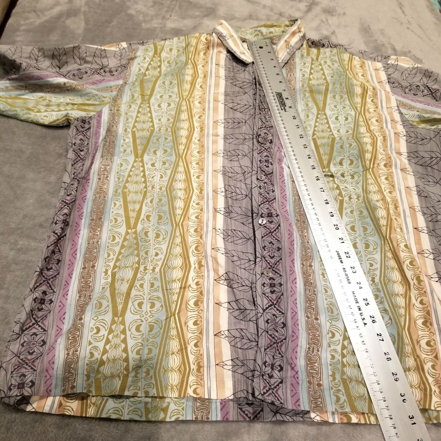 Tori Richard Tori Richard Men’s Hawaiian Shirt Geometric Patch Pocket Multicolor Cotton Lawn 2XL Short Sleeve Button-Up Size US XXL / EU 58 / 5 - 5 Thumbnail