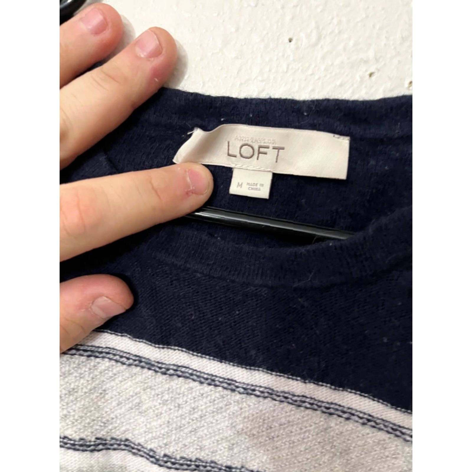 Loft LOFT Blouse Women's 1/2 Sleeve Gray Black Striped Size M Multicolor Geometric Button Cuff Pocket Hi Low Regular Fit Pullover Size M / US 6-8 / IT 42-44 - 3 Thumbnail