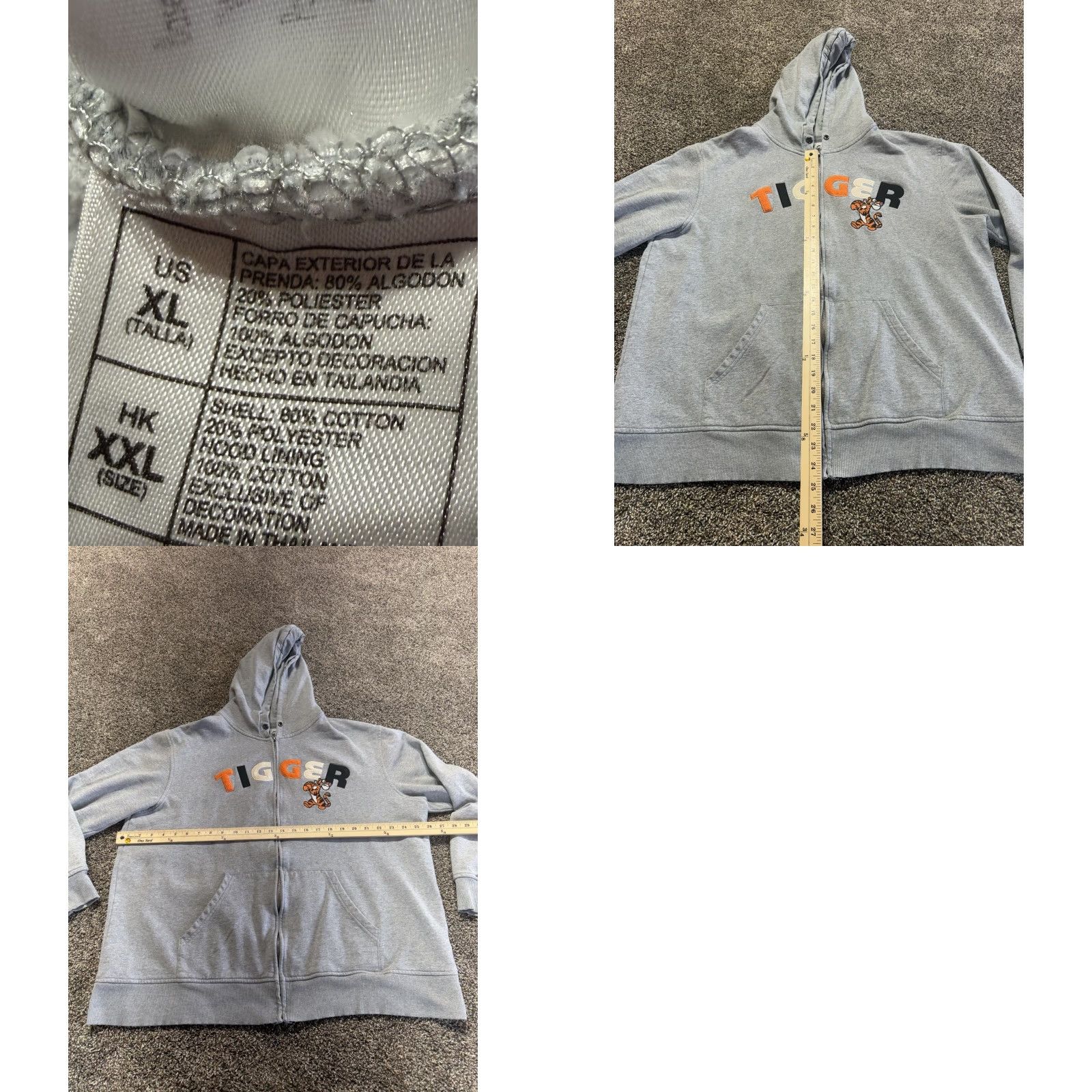Disney Disney Jacket Womens Mens Sweatshirt Full Zip Gray XL Tigger Long Sleeve Coat Winter Fall Basic Regular - Shirt? Size XL / US 12-14 / IT 48-50 - 8 Thumbnail