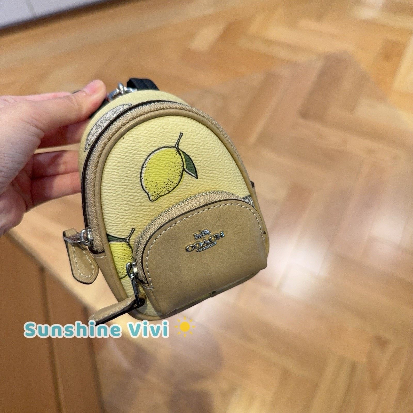 NWT Coach Cap03 Mini Court Backpack Bag Charm Lemon, Women's