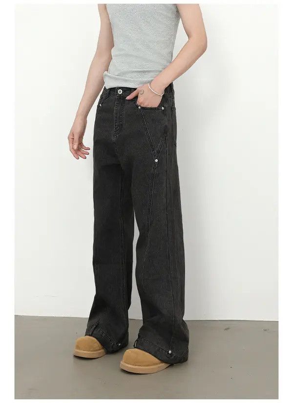 Japanese Brand VIBE Trendy retro patchwork loose flared straight jeans Size US 32 / EU 48 - 5 Thumbnail