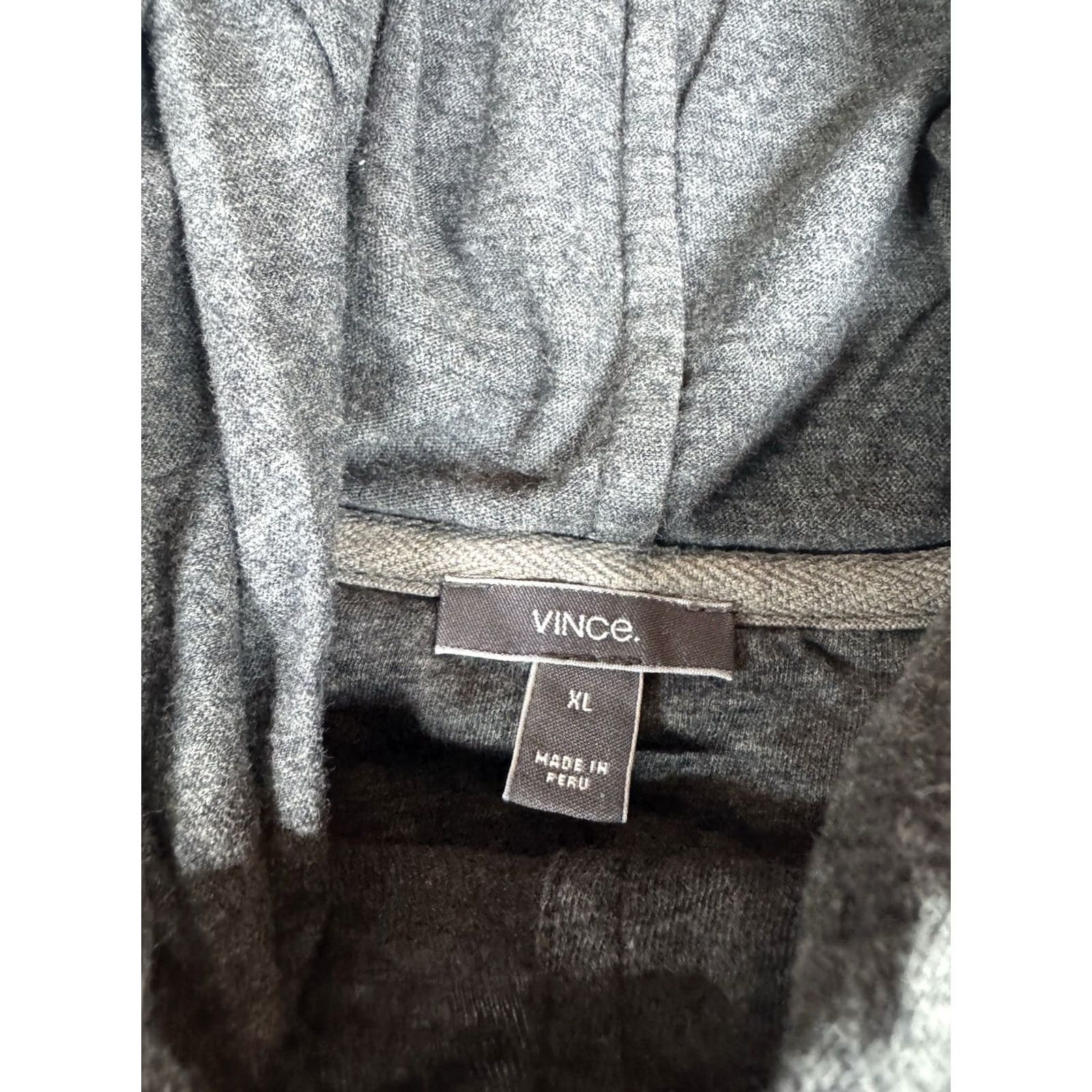 Vince Vince Hoodie Mens XL Gray 100% Cotton Thermal Knit Lightweight Pullover Button Closure Long Sleeve Casual Sportswear Size US XL / EU 56 / 4 - 2 Thumbnail