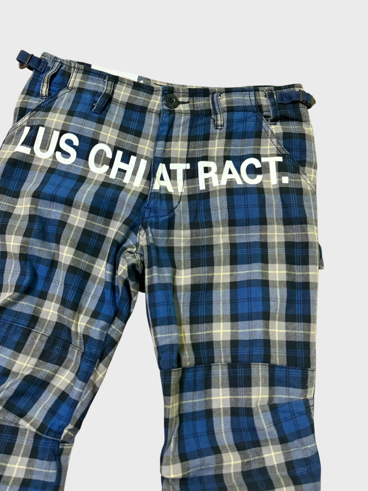 Japanese Brand VINTAGE RE DARK PLAID BLUE TARTAN PLAID PUNK DRAWSTRING PANT Size US 27 - 5 Thumbnail