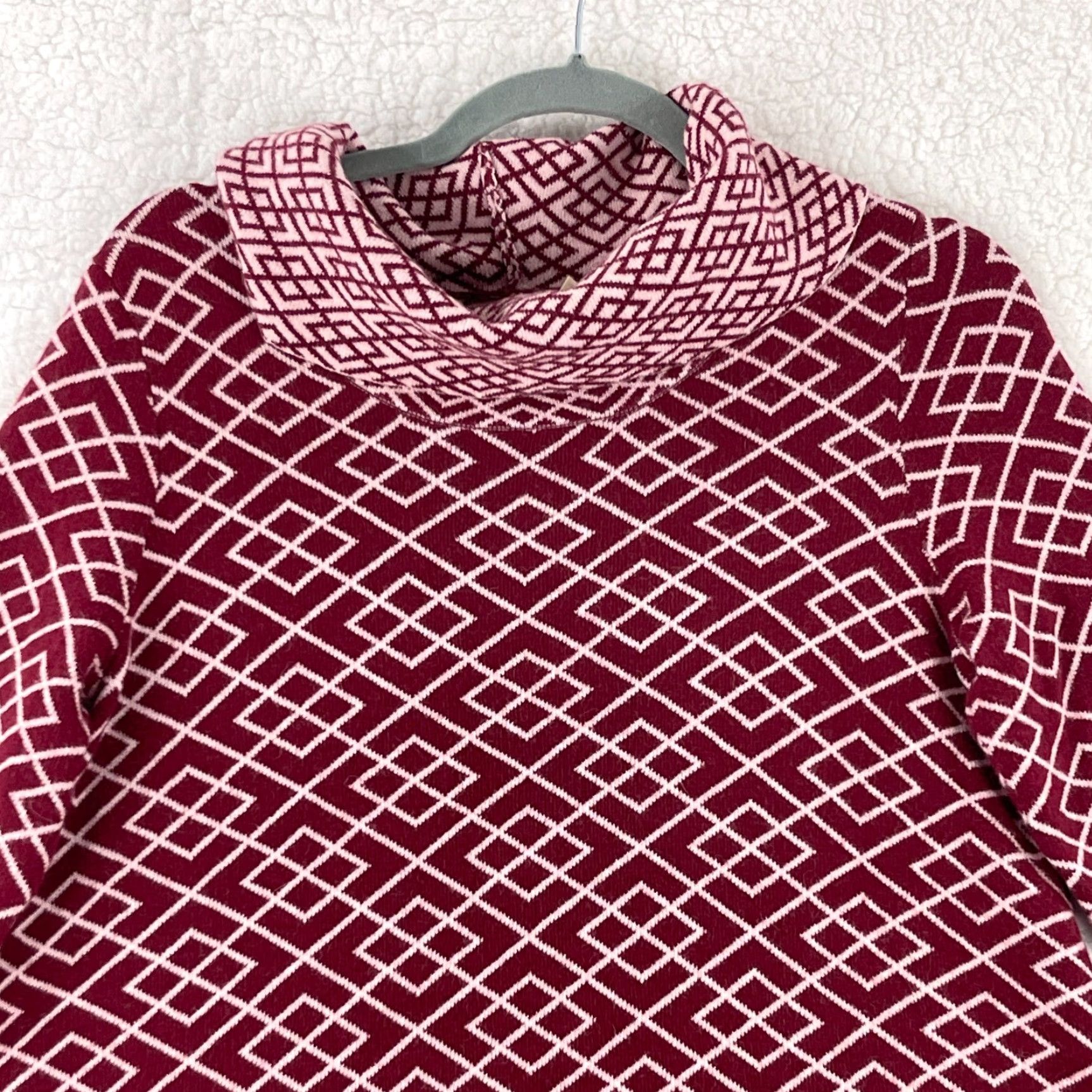 Anthropologie Anthropologie Sweater Women Medium Red Galena Cowl Neck Long Sleeve Geometric Bohemian Knit Pullover AVS Size M / US 6-8 / IT 42-44 - 2 Thumbnail
