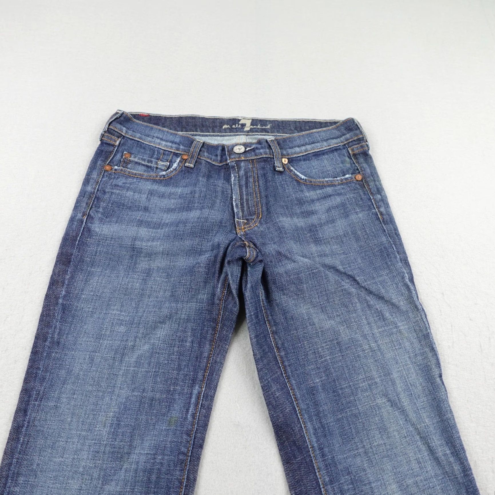 7 For All Mankind 7 For All Mankind Jeans Womens 28 Blue Denim Low Rise Bootcut Flare Y2K Pockets Stretch Size 28" / US 6 / IT 42 - 2 Thumbnail
