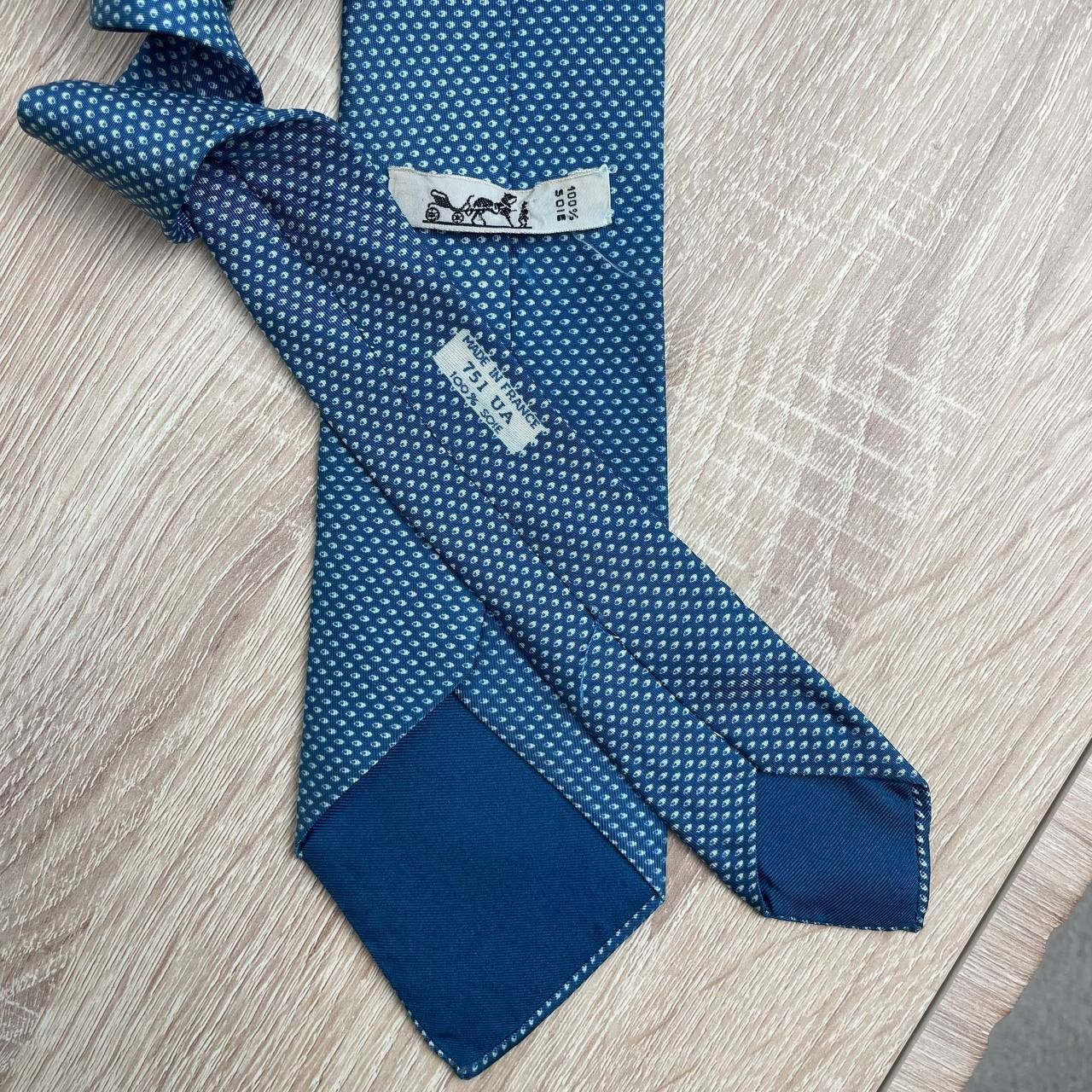 Hermes Hermes Paris Silk Tie 751 UA Geometry Blue Size ONE SIZE - 4 Thumbnail