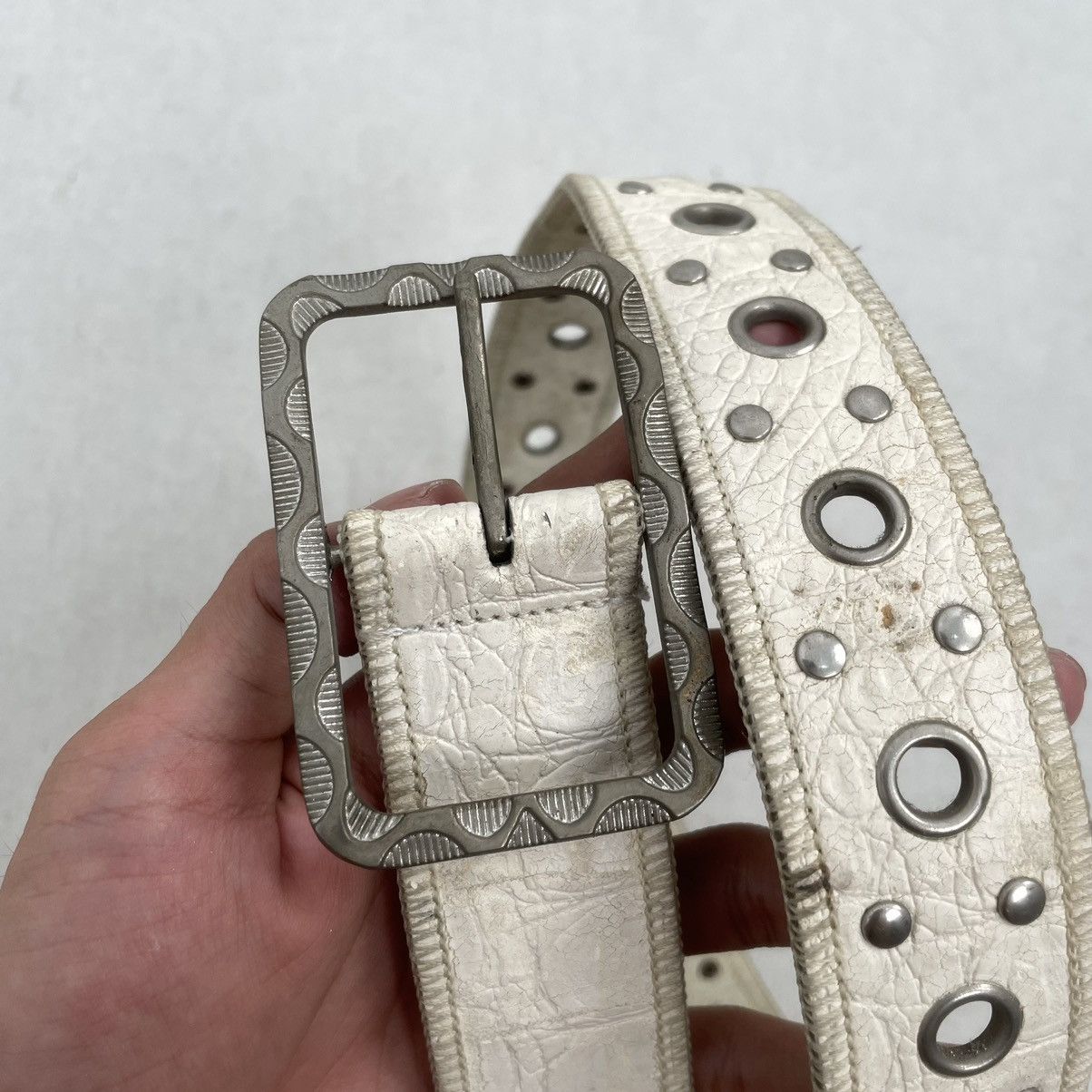 If Six Was Nine × Japanese Brand White single hooked stitch belt Size 40 - 3 Thumbnail