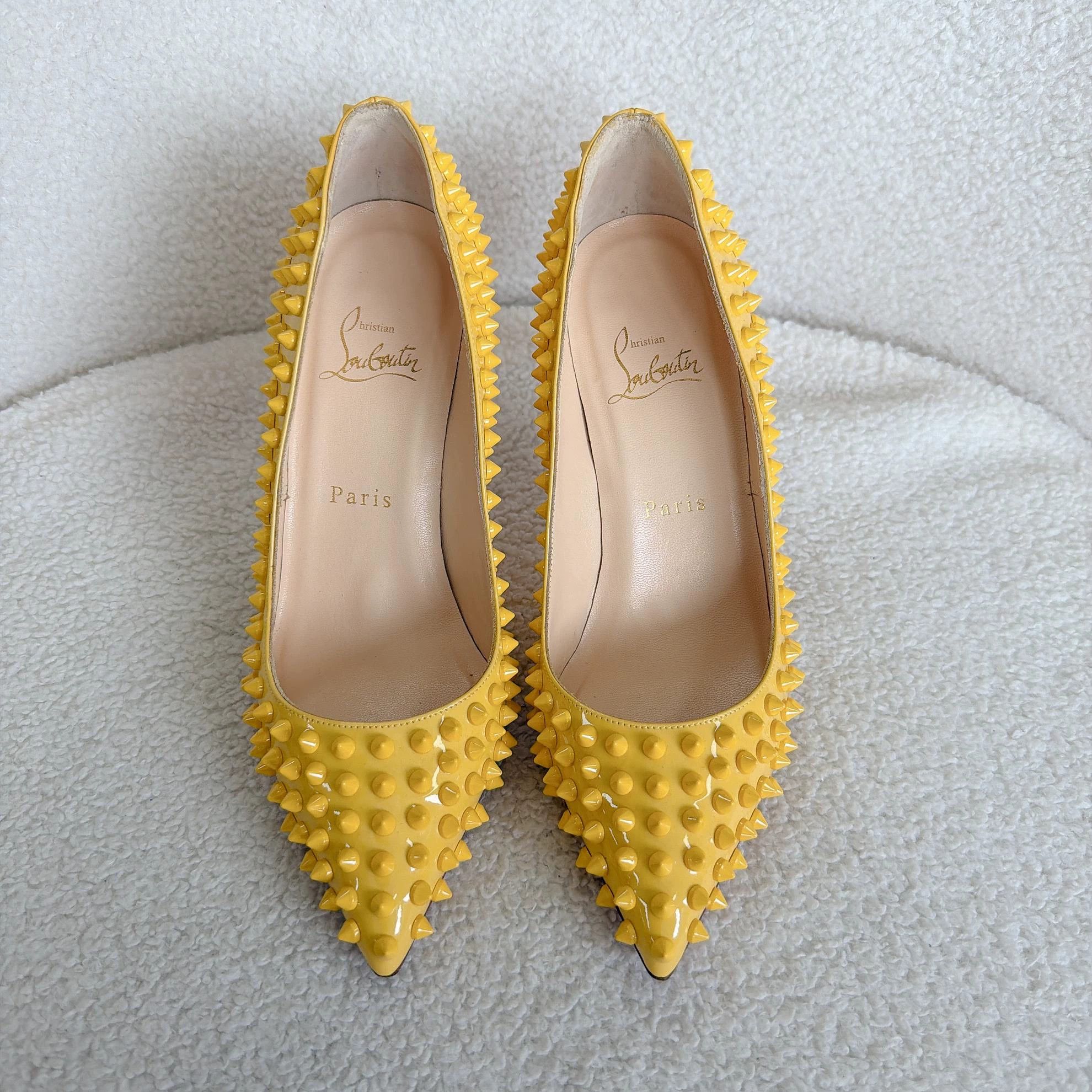 Christian Louboutin Christian Louboutin Yellow Pointed Toe Heels 37.5 Size US 7 / IT 37 - 2 Thumbnail
