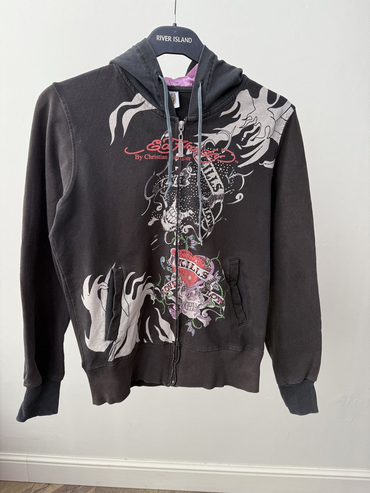 Ed Hardy Vintage Ed Hardy by Christian Audigier Women’s Zip Hoodie Size M / US 6-8 / IT 42-44 - 2 Thumbnail
