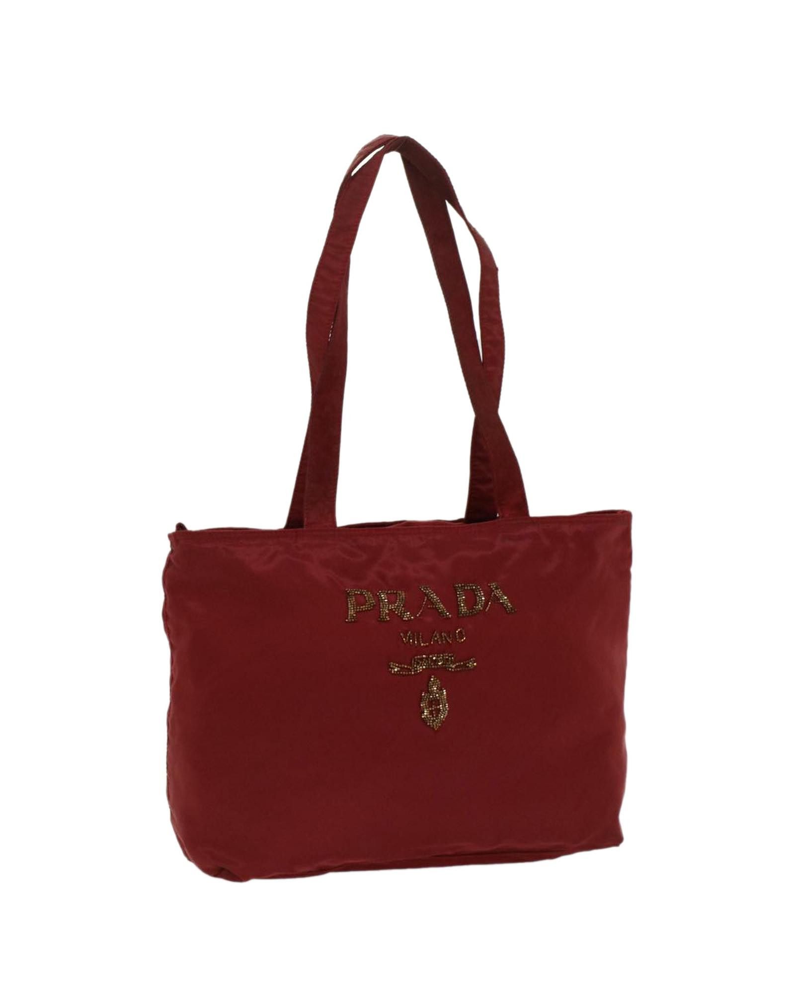 image of Prada Elegant Red Synthetic Bag, Women's