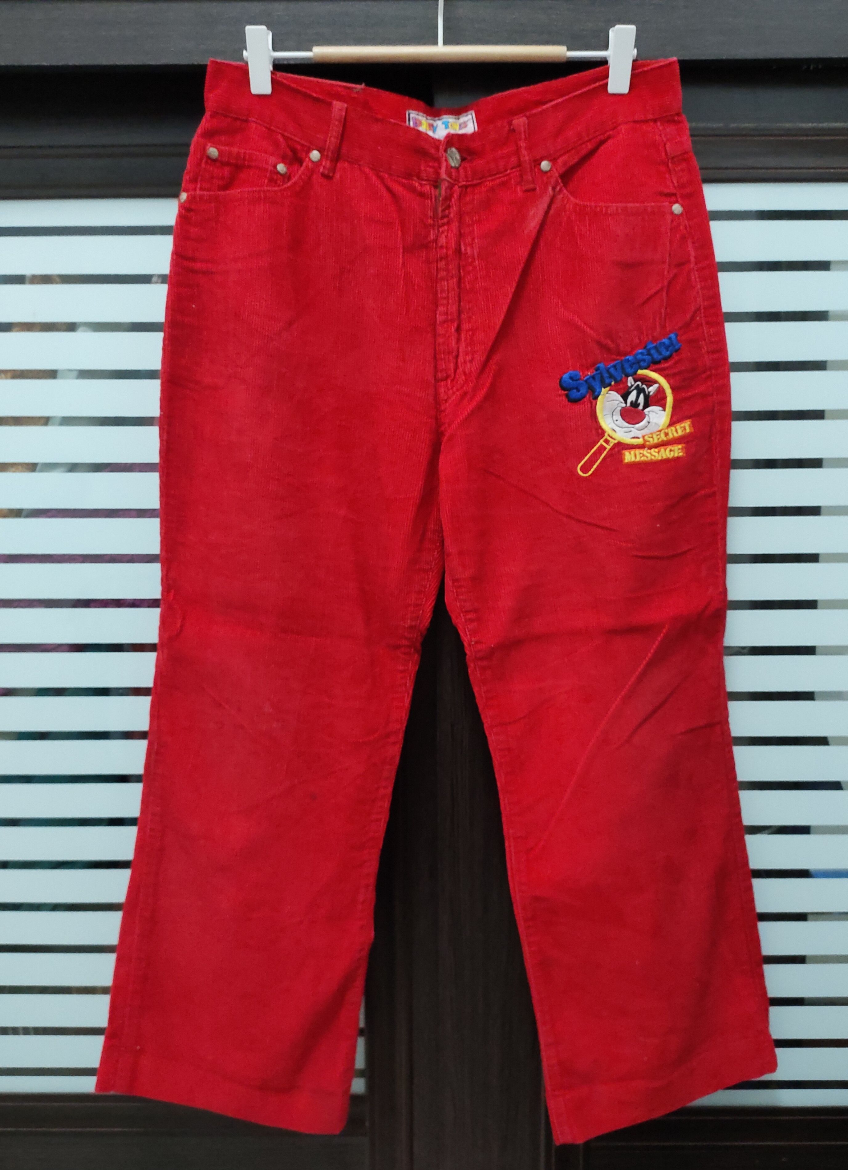 Vintage 💥 Looney Tunes Sylvester Corduroy Pants 💥 Size US 32 / EU 48 - 2 Thumbnail