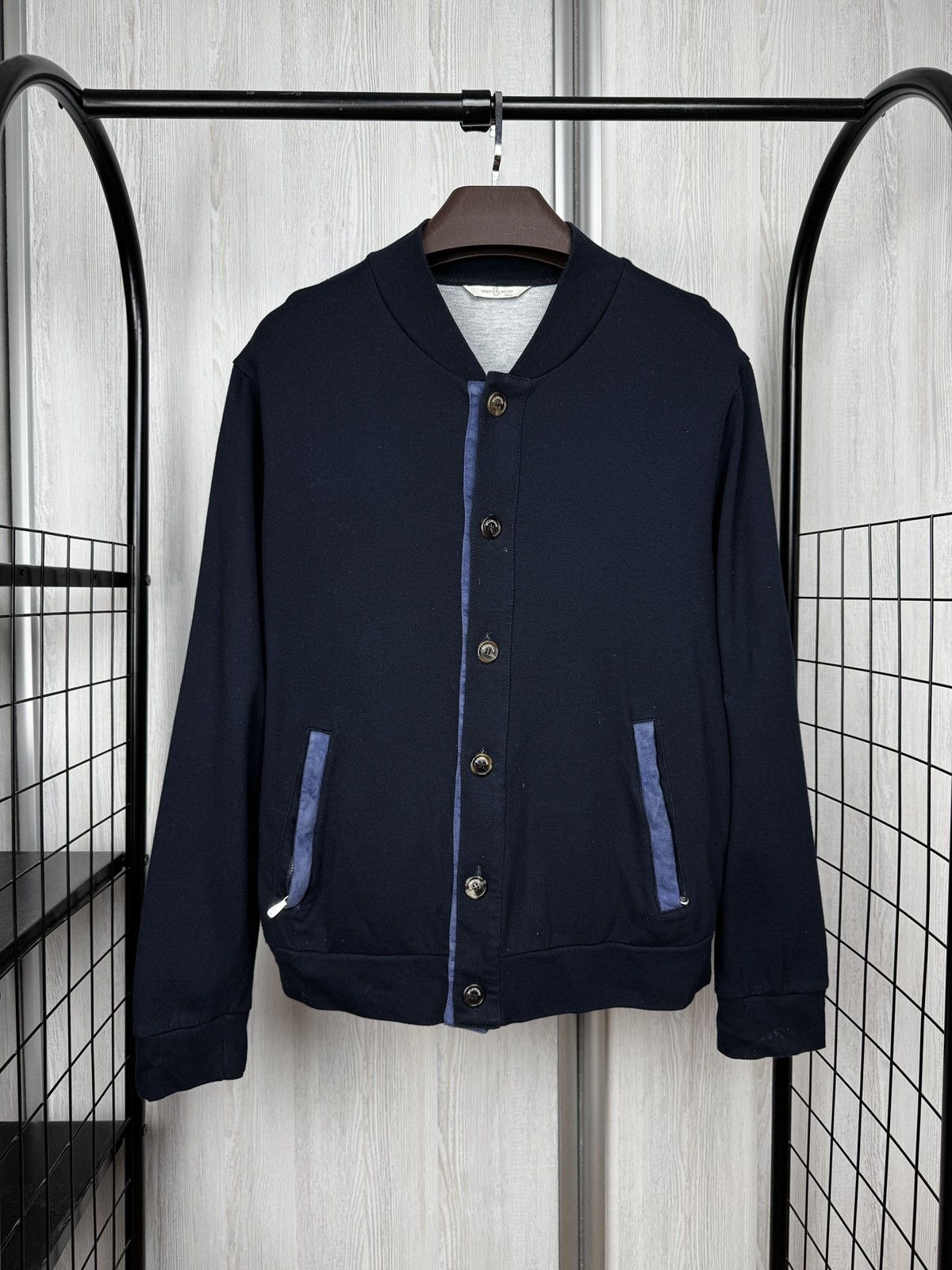 Other Umberto Bilancioni navy blue silk cotton lux bomber jacket Size US L / EU 52-54 / 3 - 1 Thumbnail