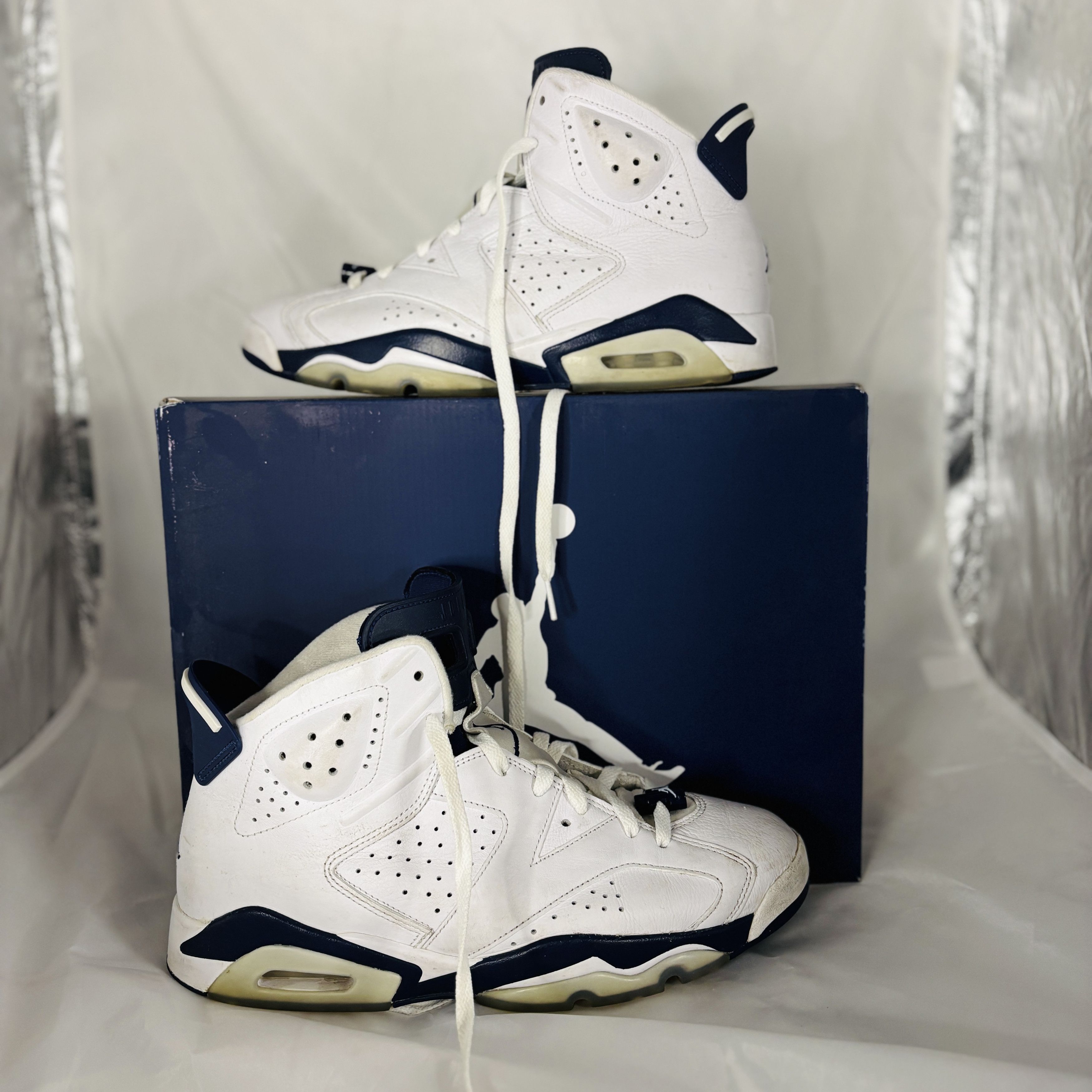 Jordan Brand × Nike Pre-Owned Jordan 6 Retro 'Midnight Navy' (White) Size 11 Size US 11 / EU 44 - 5 Thumbnail