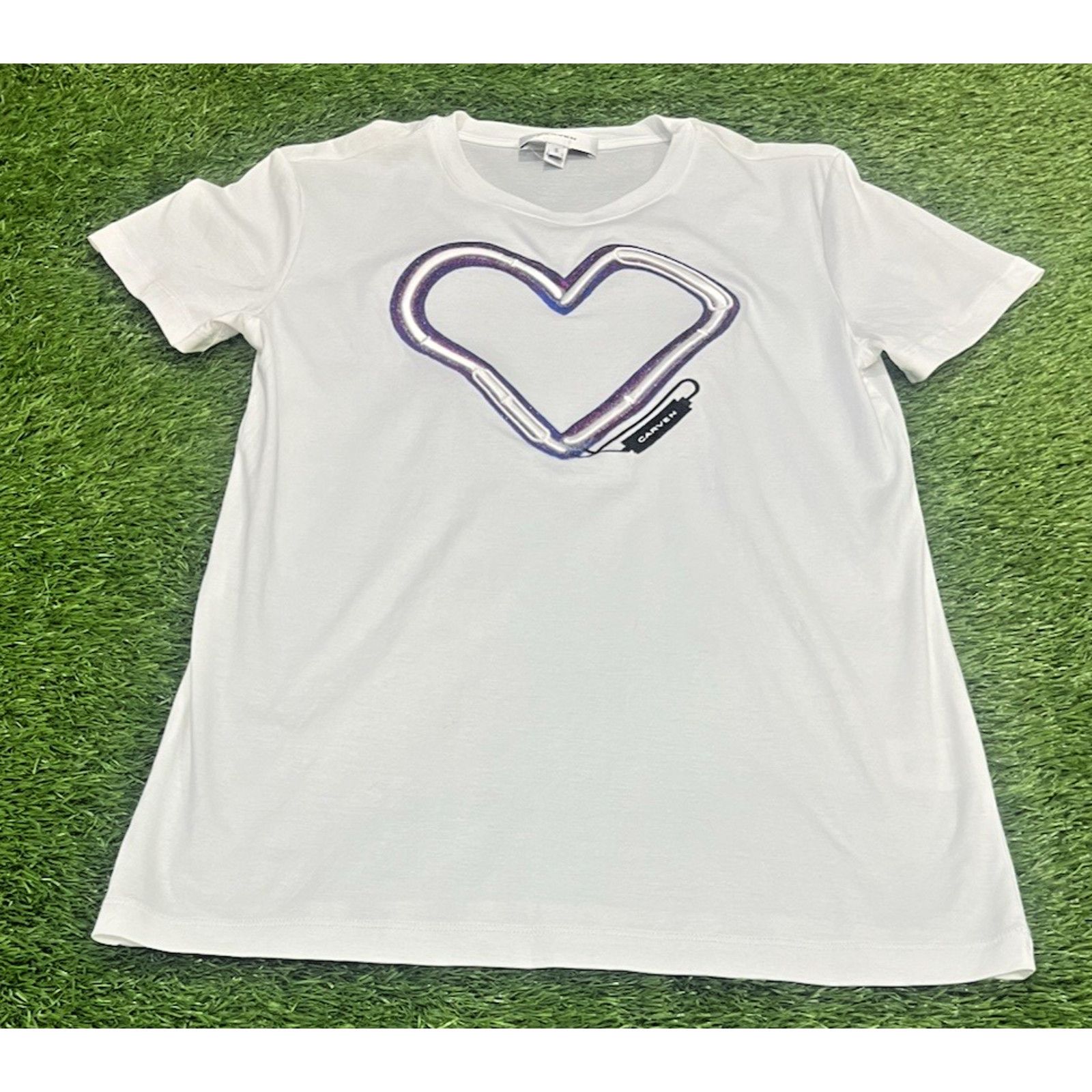 Carven Carven Embroidered Heart White Short Sleeve T-Shirt Size S Size S / US 4 / IT 40 - 1 Thumbnail