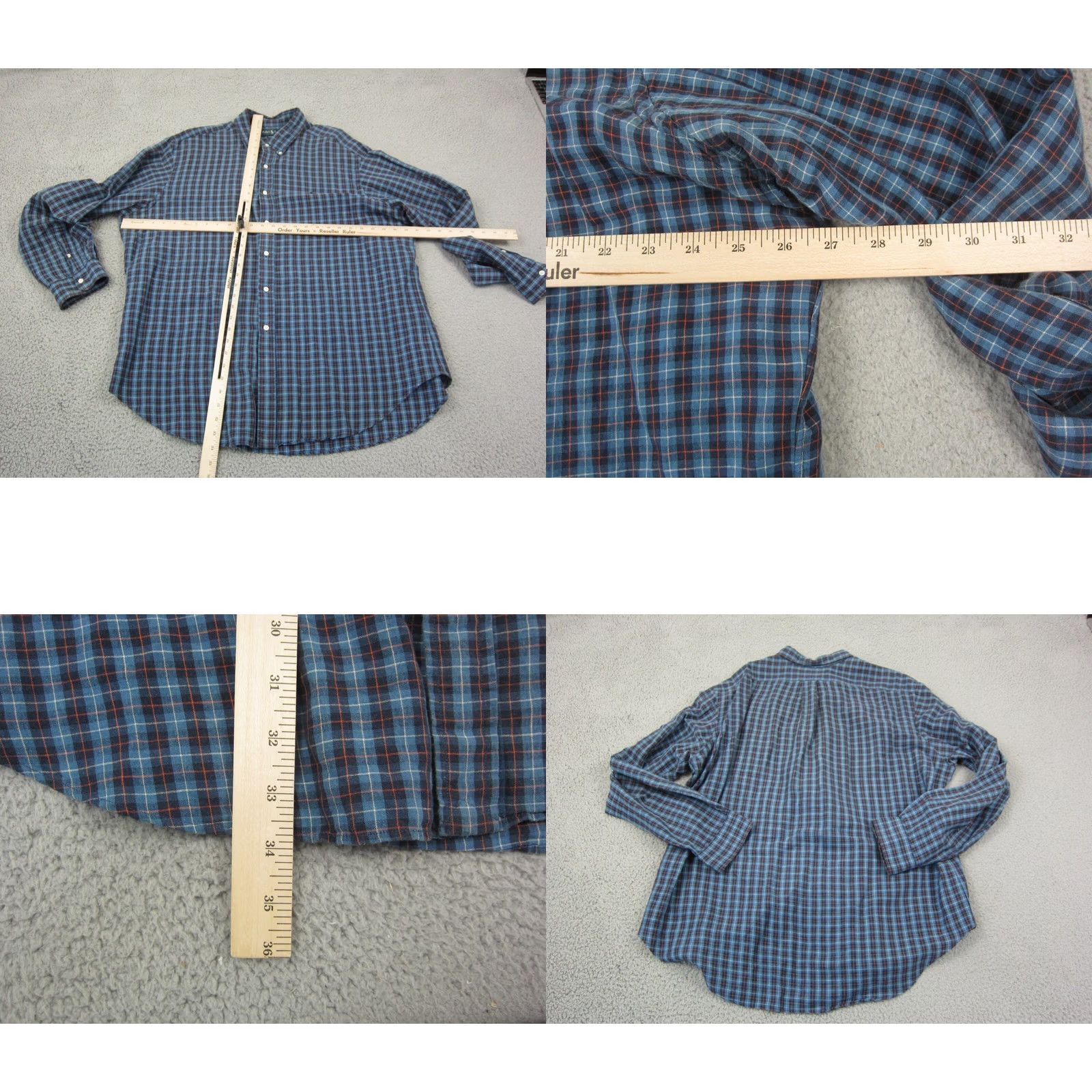 Ralph Lauren VINTAGE Ralph Lauren Shirt Mens 2XL Blue Plaid Button-Up Cotton Linen Long Sleeve Collared 90s City Classic Logo Pockets Size US XXL / EU 58 / 5 - 8 Thumbnail