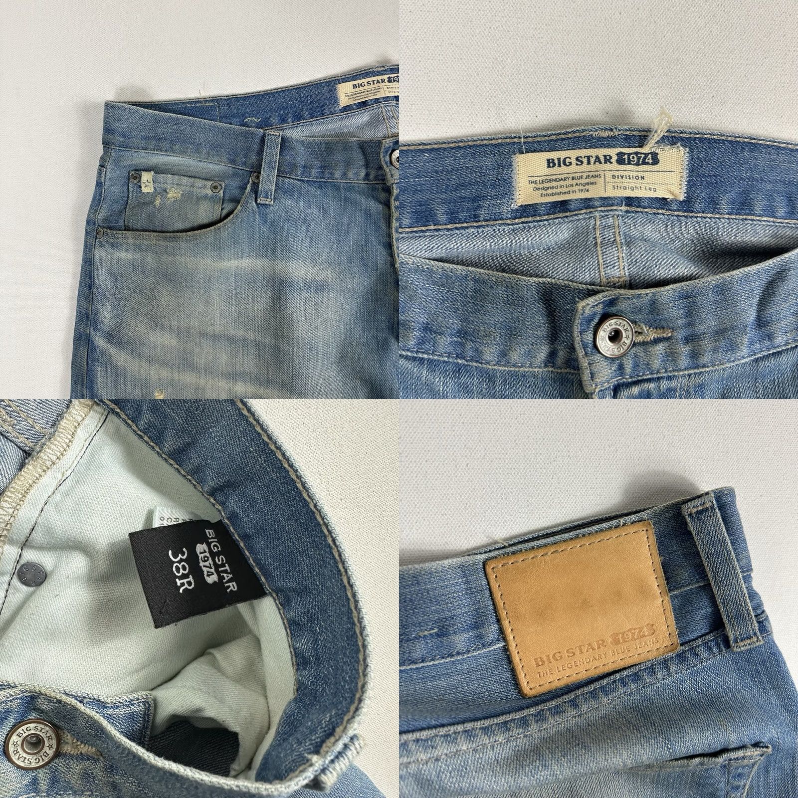 Denime BIG STAR 1974 Division Straight Jeans Size 38R Blue Denim Regular 5-Pocket Mens Size US 38 / EU 54 - 8 Thumbnail