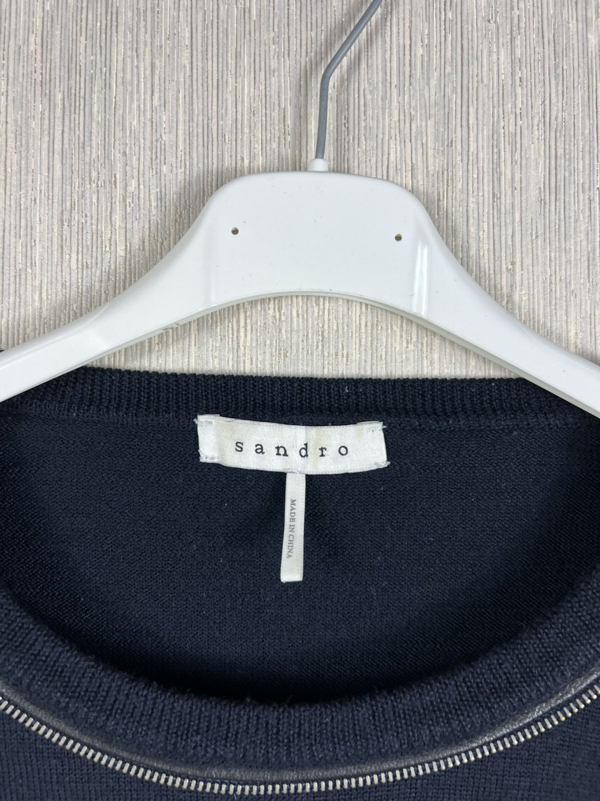 Sandro Archive Sandro Paris merino wool zipper neck sweater navy Size US L / EU 52-54 / 3 - 11 Thumbnail