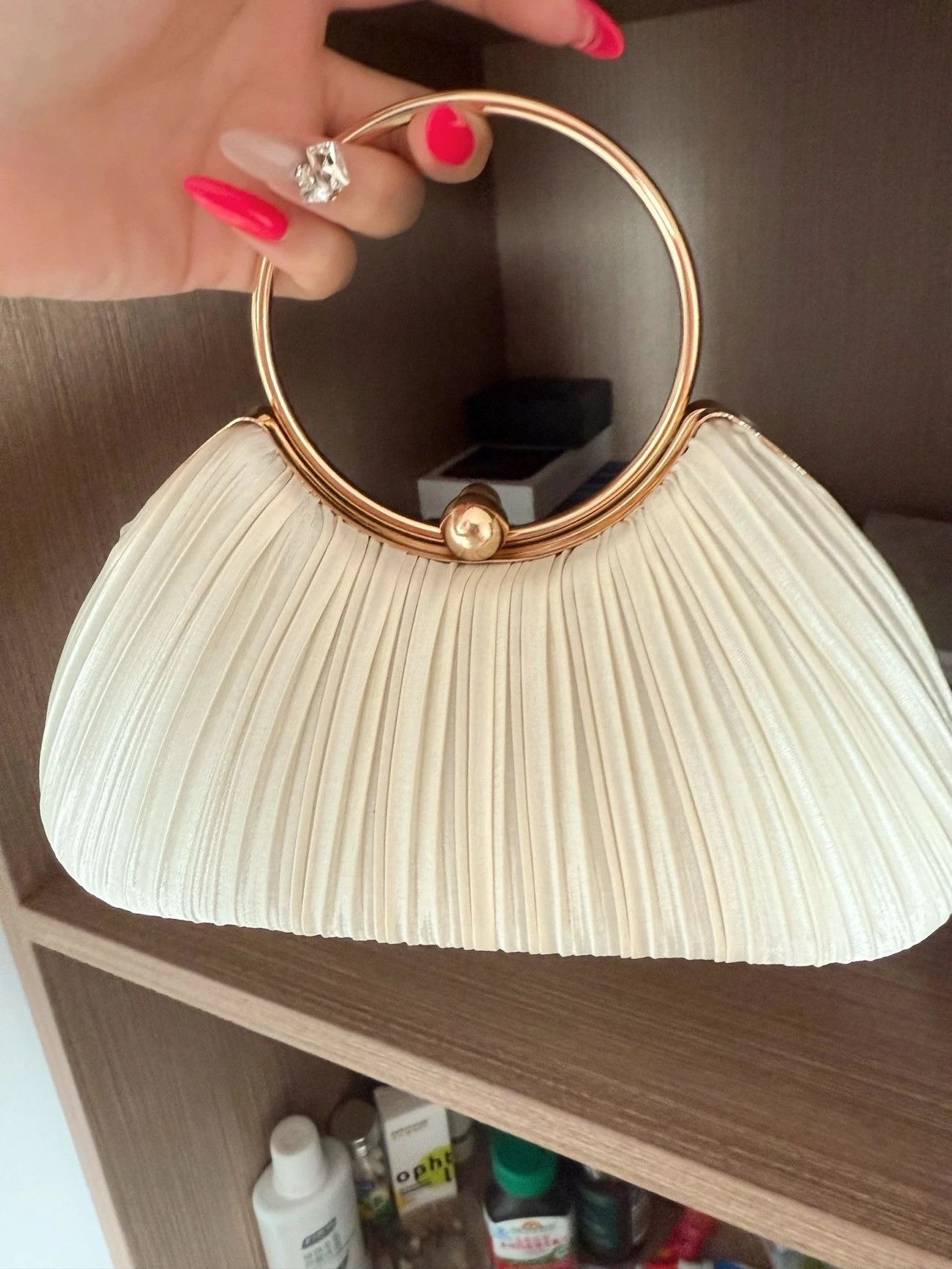 Other Satin Ruched Evening Bag – Ring Handle Party Clutch Size ONE SIZE - 4 Thumbnail
