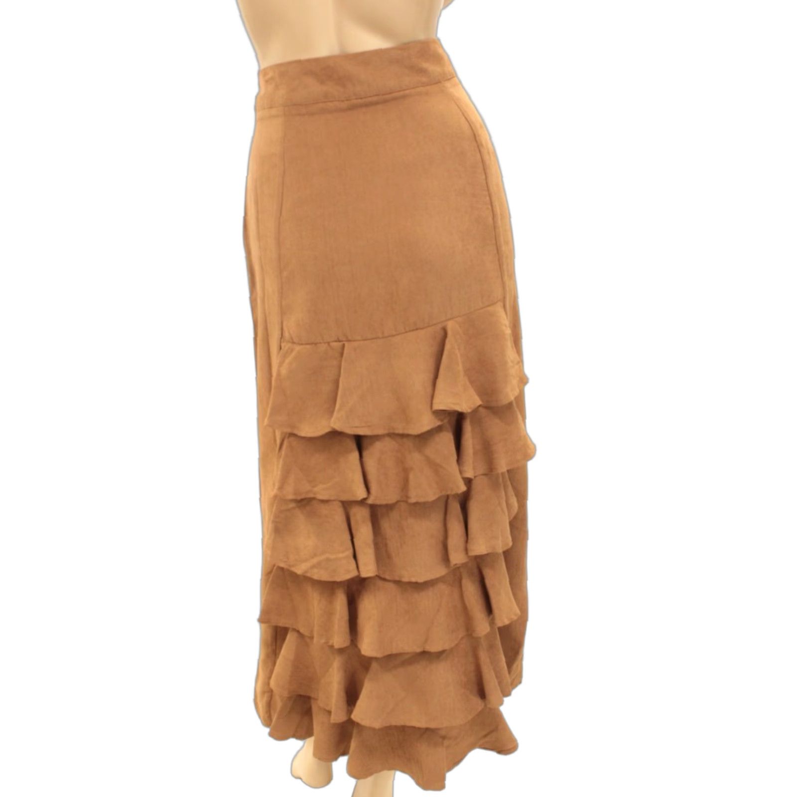 Vintage VINTAGE Metrostyle A-Line Skirt sz 10 Midi Brown Faux Suede Ruffled Bustle Y2K Womens Size 32" / US 10 / IT 46 - 1 Thumbnail
