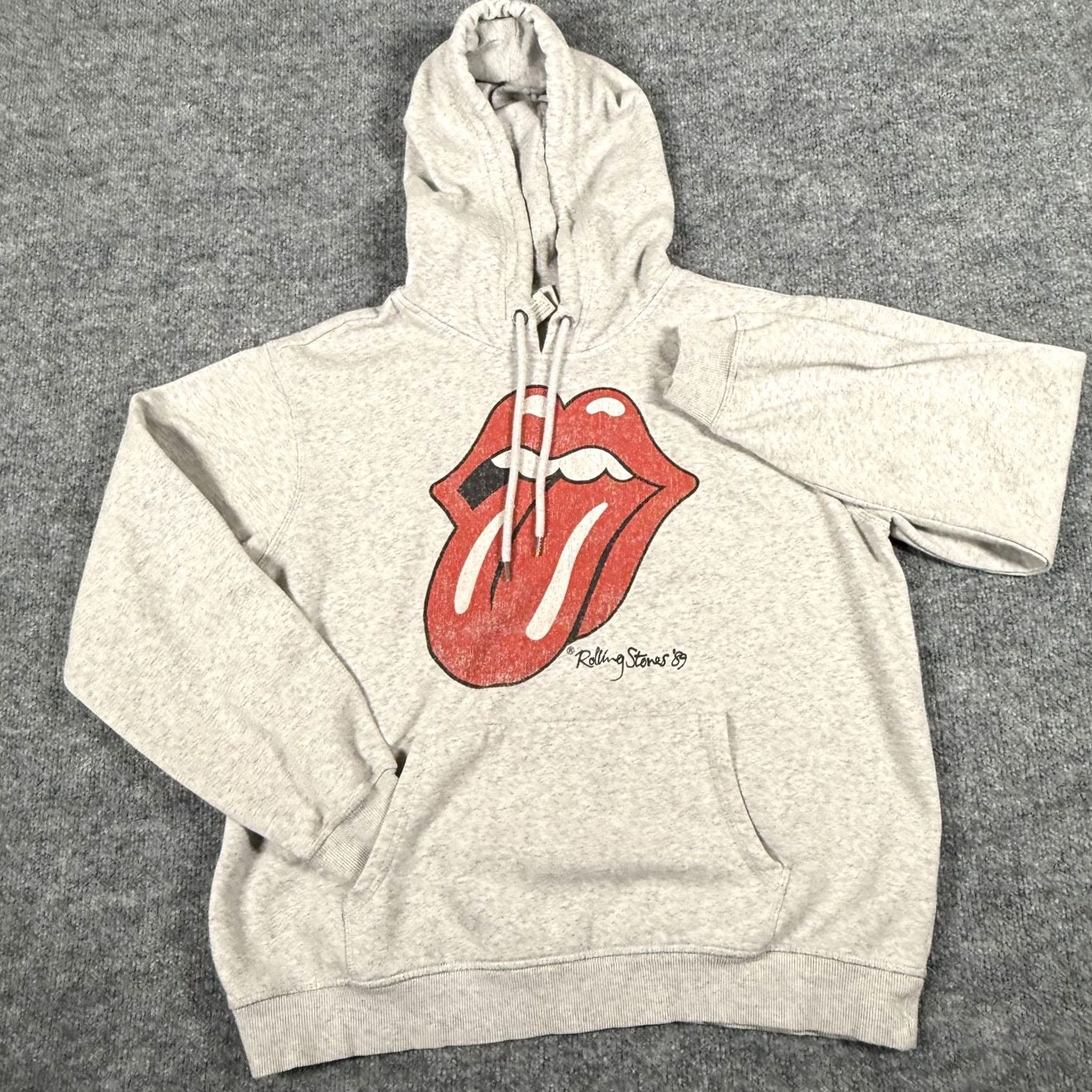 H&M Rolling Stones Hoodie Mens Medium Gray L.O.G.G. Tongue Logo Pullover 2019 Band Rock Mens Size US M / EU 48-50 / 2 - 2 Thumbnail