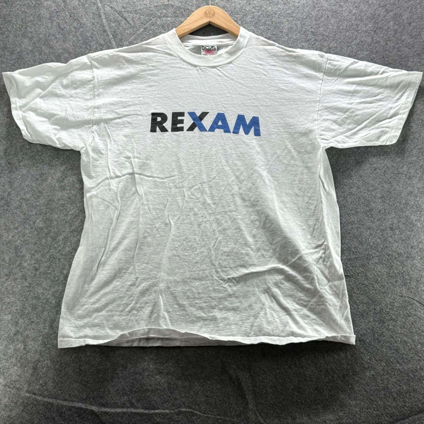Vintage VINTAGE Oneita Shirt Mens XL White REXAM Graphic Tee Crewneck 100% Cotton Size US XL / EU 56 / 4 - 2 Thumbnail