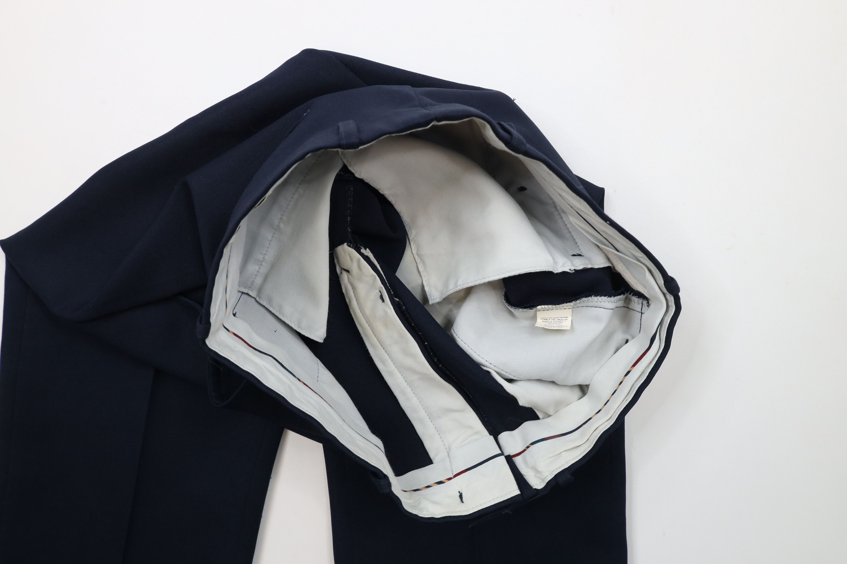 Vintage Vintage 70s Streetwear Flared Wide Leg Chino Pants Navy Blue Size US 34 / EU 50 - 8 Thumbnail