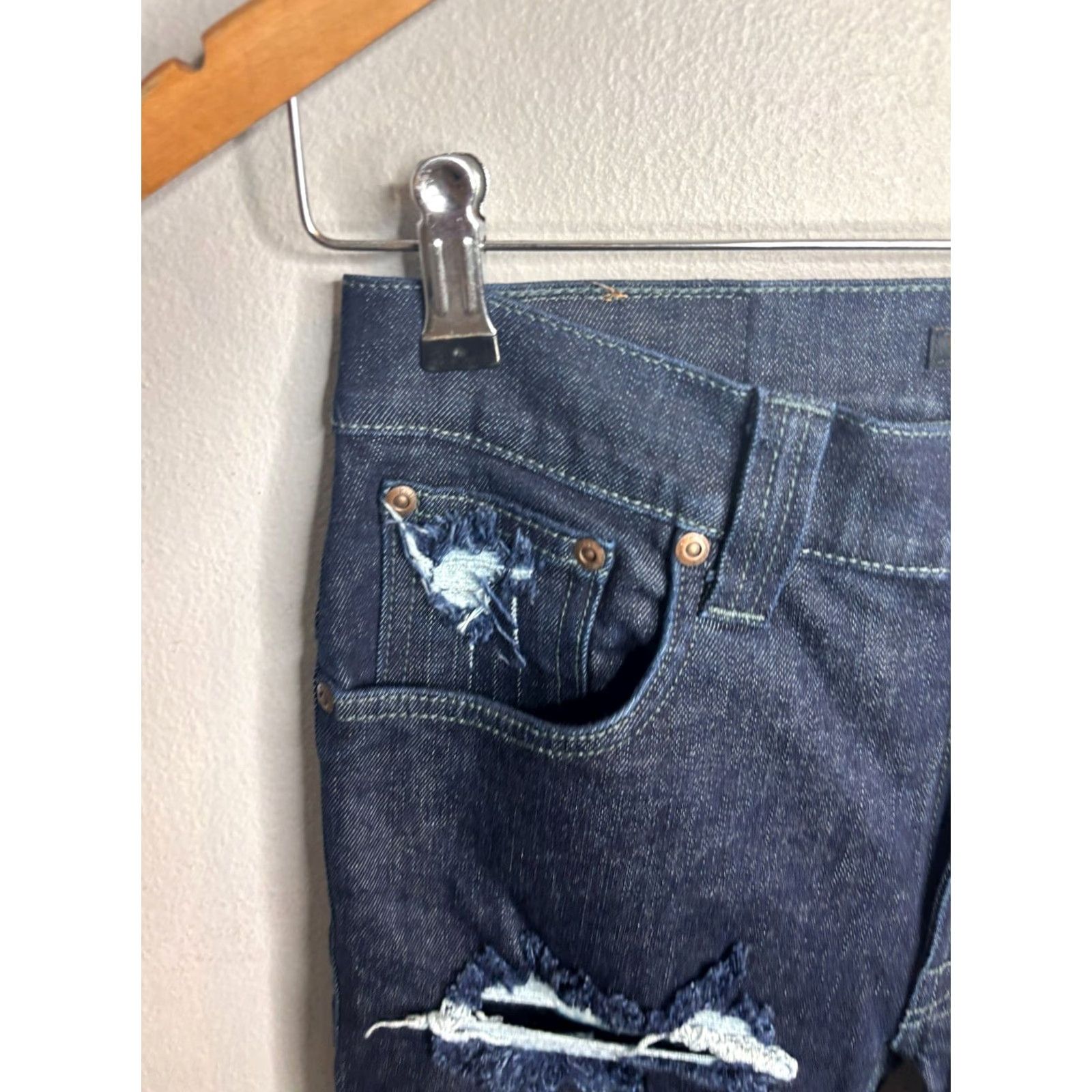 Nudie Jeans Nudie Jeans Slim 5-Pocket Denim Jeans Distressed Dark Wash Blue 30x34 Men 4607 Size US 30 / EU 46 - 5 Thumbnail