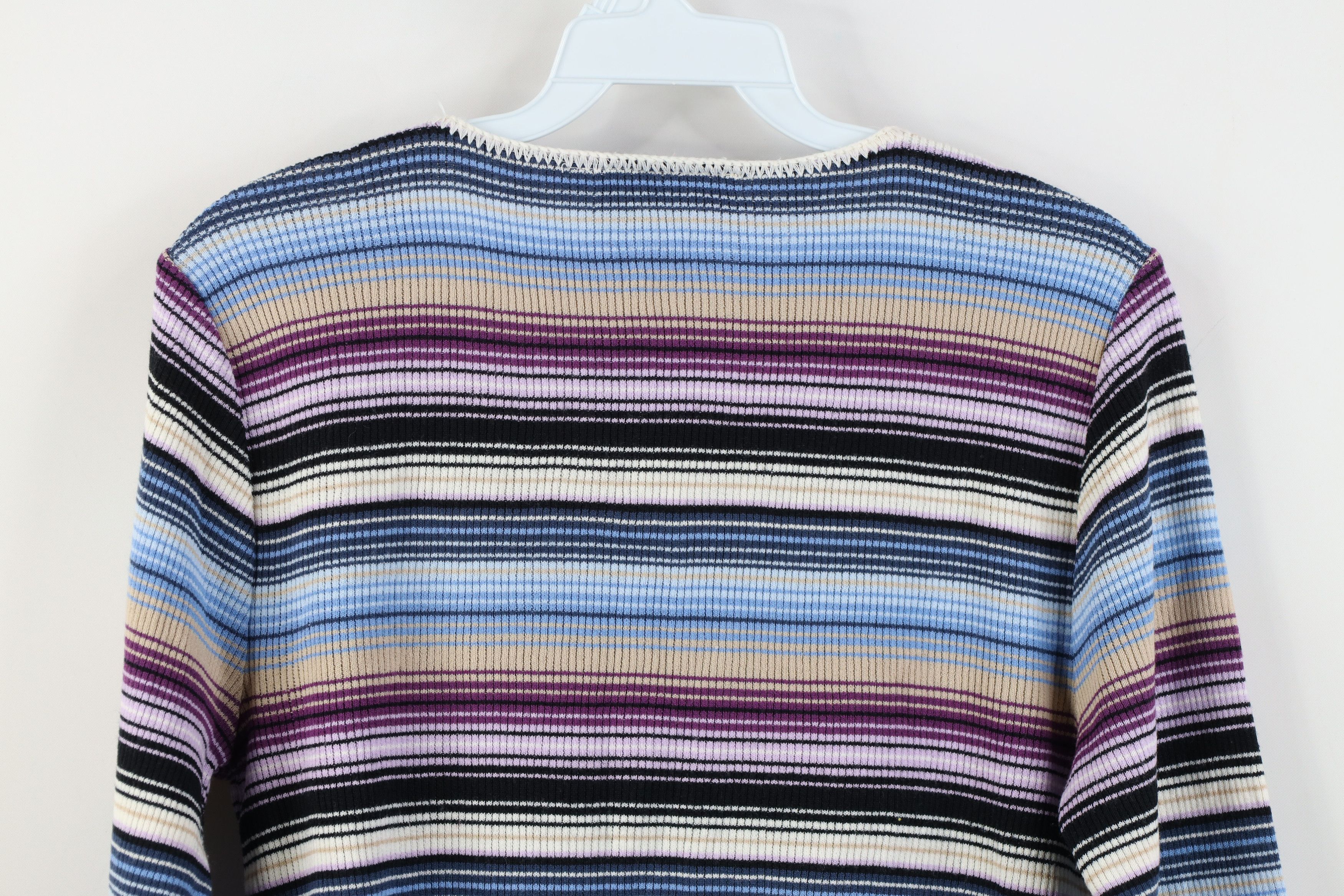 Vintage Vintage 90s Y2K Streetwear Striped Ribbed Knit T-Shirt USA Size M / US 6-8 / IT 42-44 - 9 Thumbnail