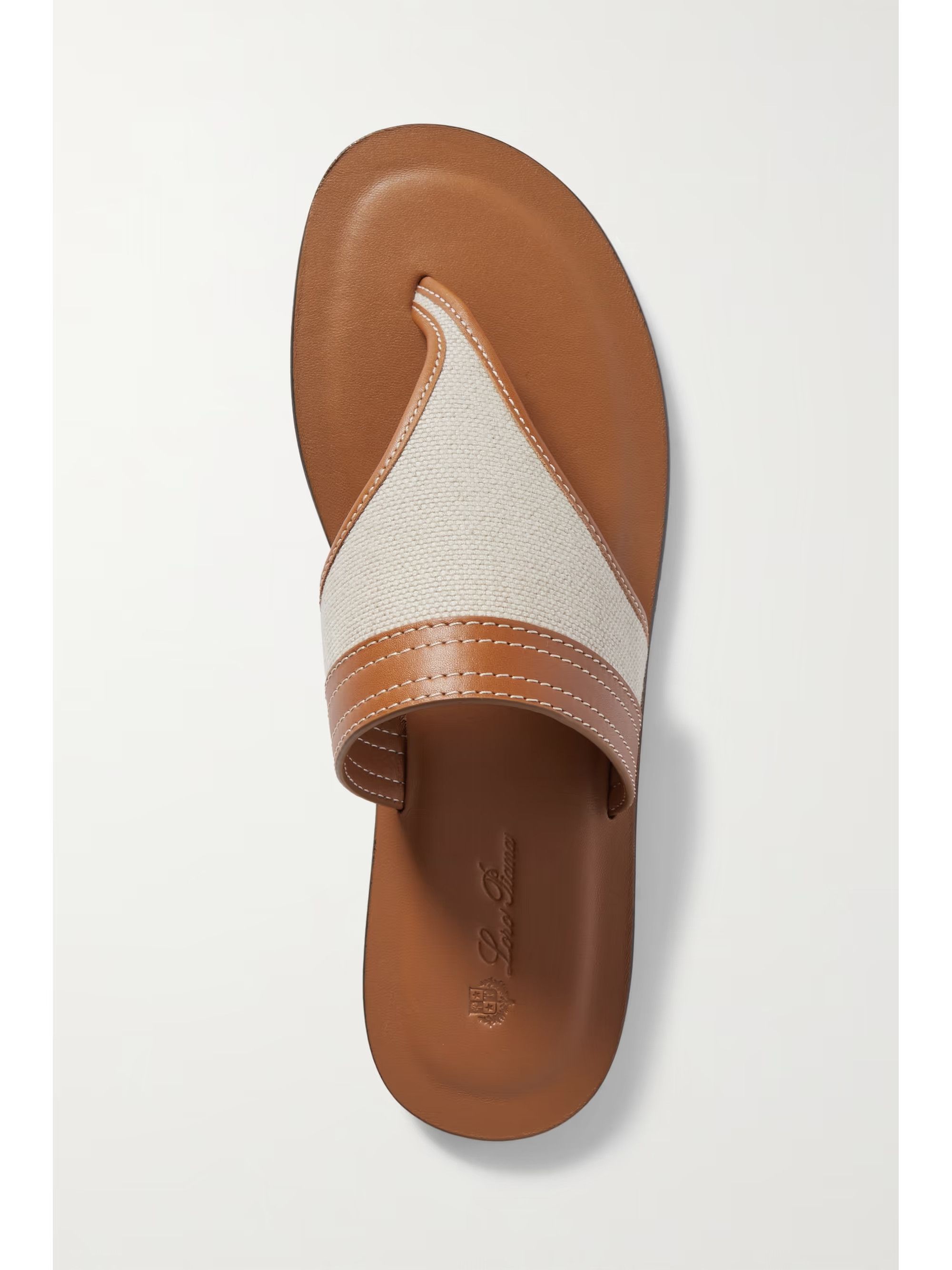 Loro Piana o1srvl11e0225 Leather Flip Flops in Brown & Beige Size US 6 / IT 36 - 5 Thumbnail