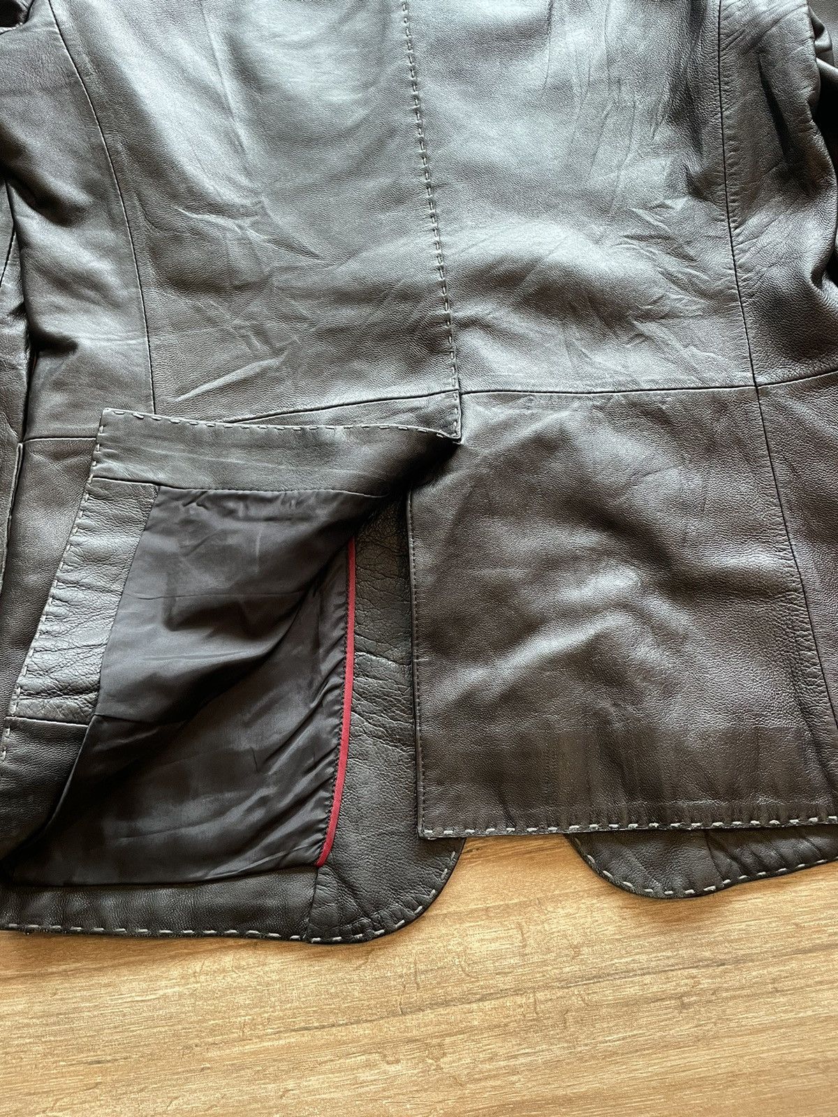 Japanese Brand × Le Grande Bleu (L.G.B.) × Tornado Mart Tornado Mart Leather Stitched Blazer Size US M / EU 48-50 / 2 - 19 Thumbnail
