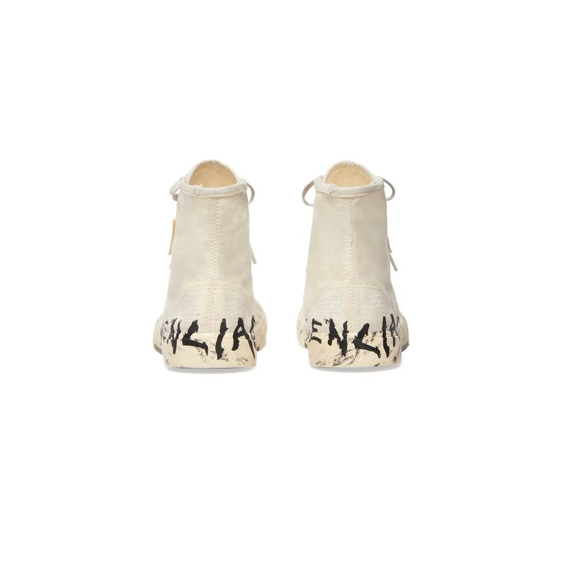 Balenciaga o1mt1gz0824 Paris High Top Graffiti Sneaker in Cream Size US 7 / EU 40 - 8 Thumbnail
