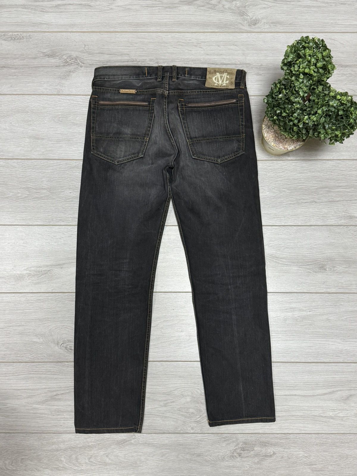 Marlboro Classics Marlboro classic denim pants jeans leather insert eb0 Size US 33 - 1 Thumbnail