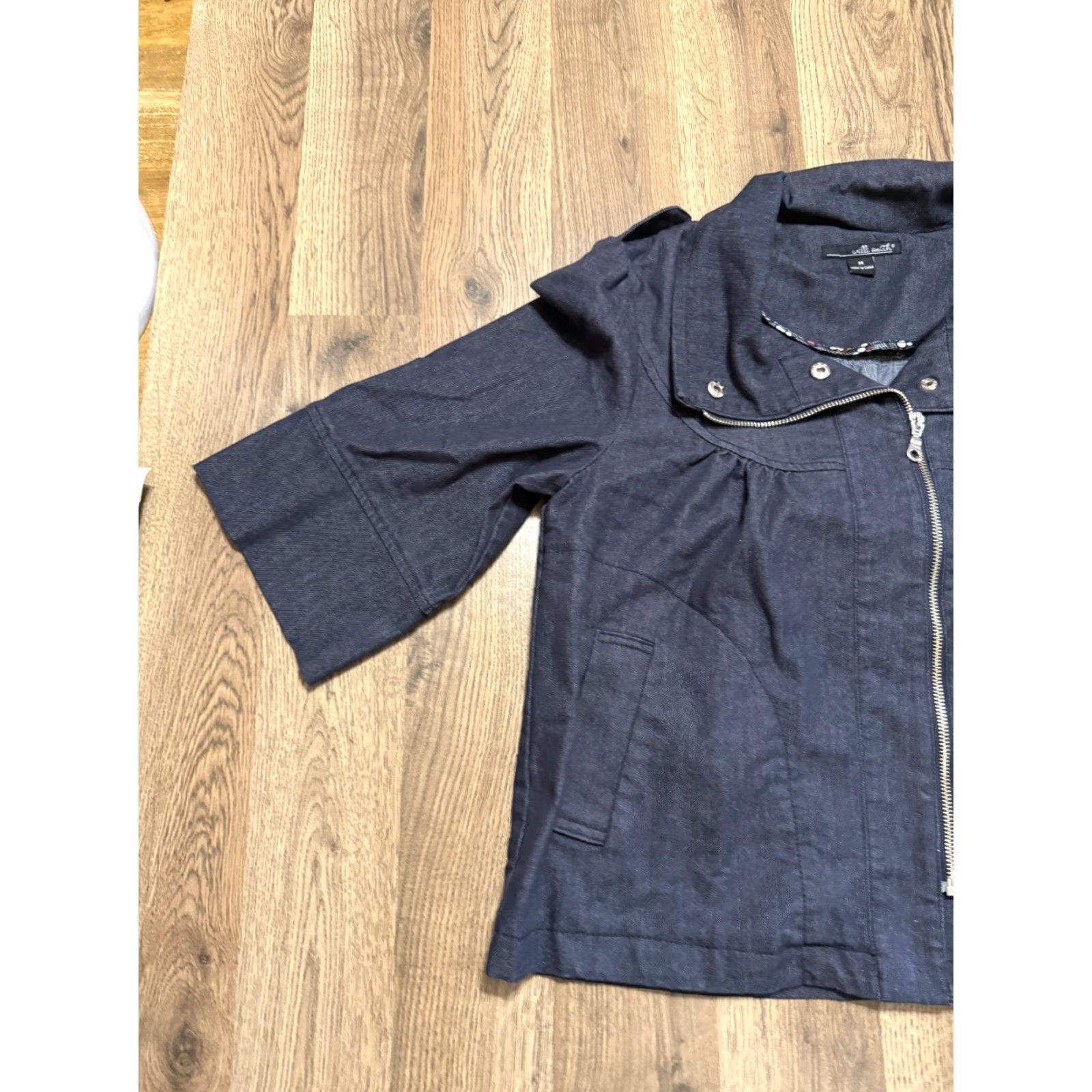 Willi Smith Willi Smith Jacket Women's Medium Dark Blue Denim Full Zip Jacket Jeans, Regular Fit, Cotton, Blue, Casual, 4 Season, Women, Jacket, Full Zip Size 32" / US 10 / IT 46 - 3 Thumbnail