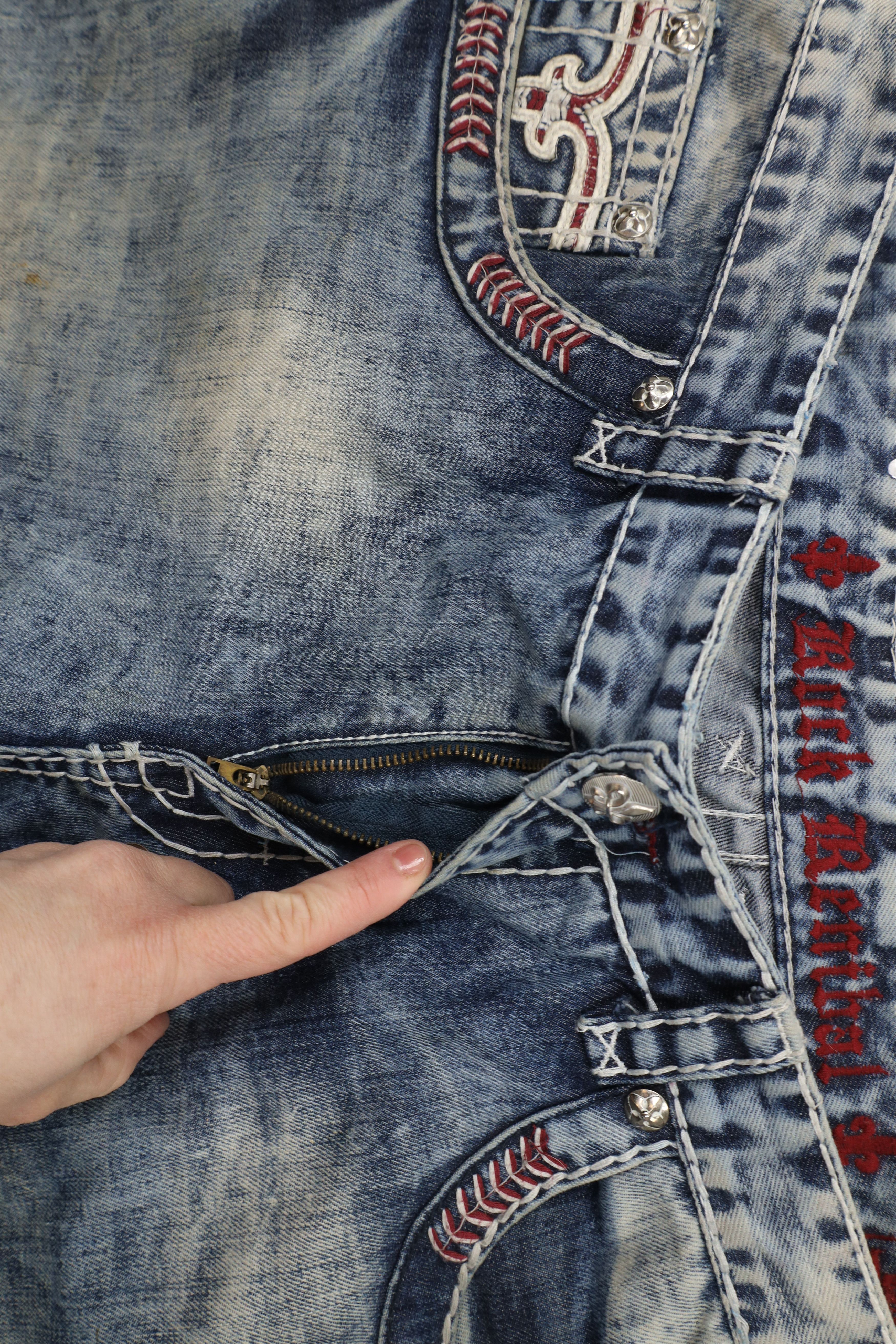Rock Revival × Vintage Rock Revival Thick Stitch Tate Straight Stretch Jeans Size US 38 / EU 54 - 7 Thumbnail