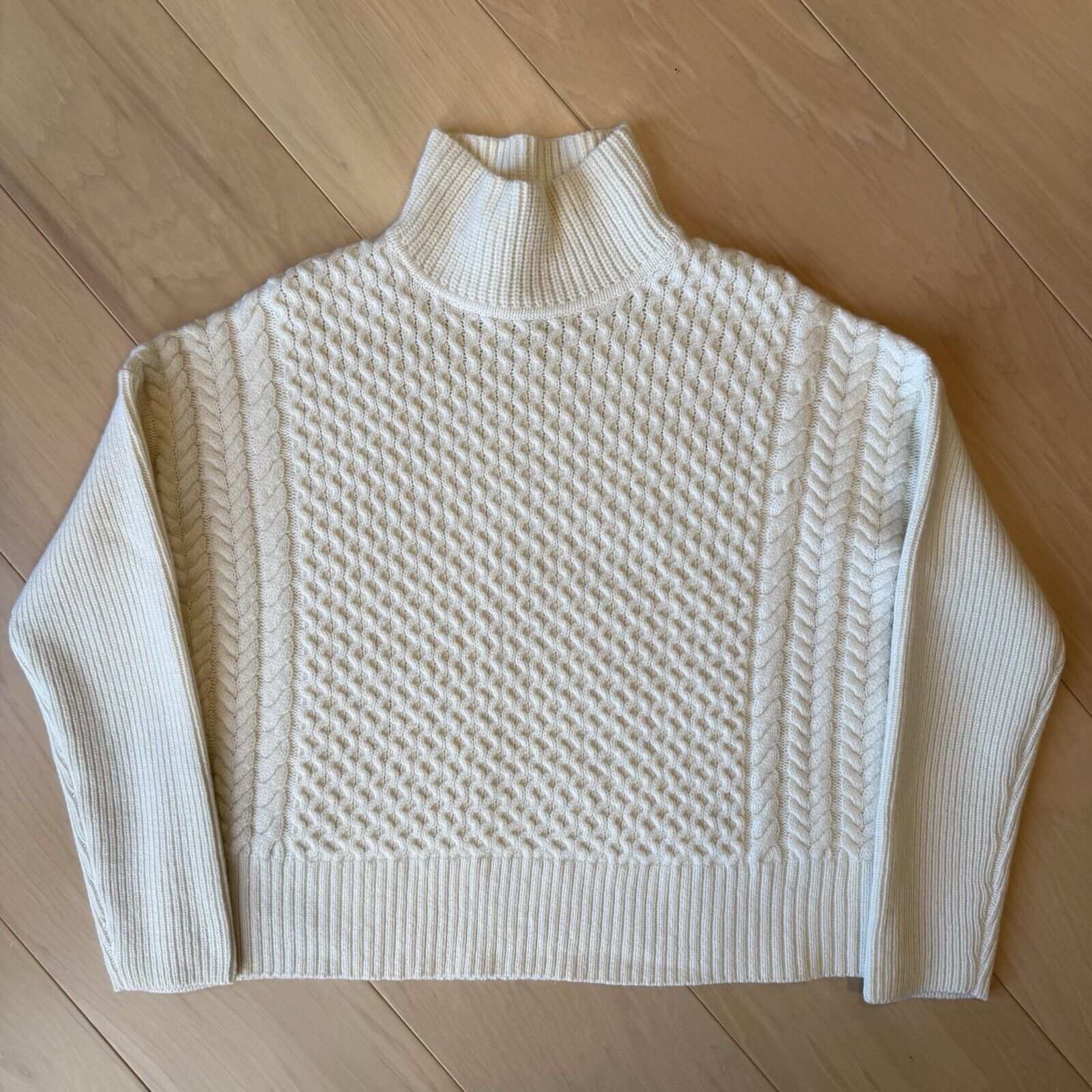 Sezane AYR Le Square Sweater Women's S Ivory Wool Knit Glam Size S / US 4 / IT 40 - 2 Thumbnail