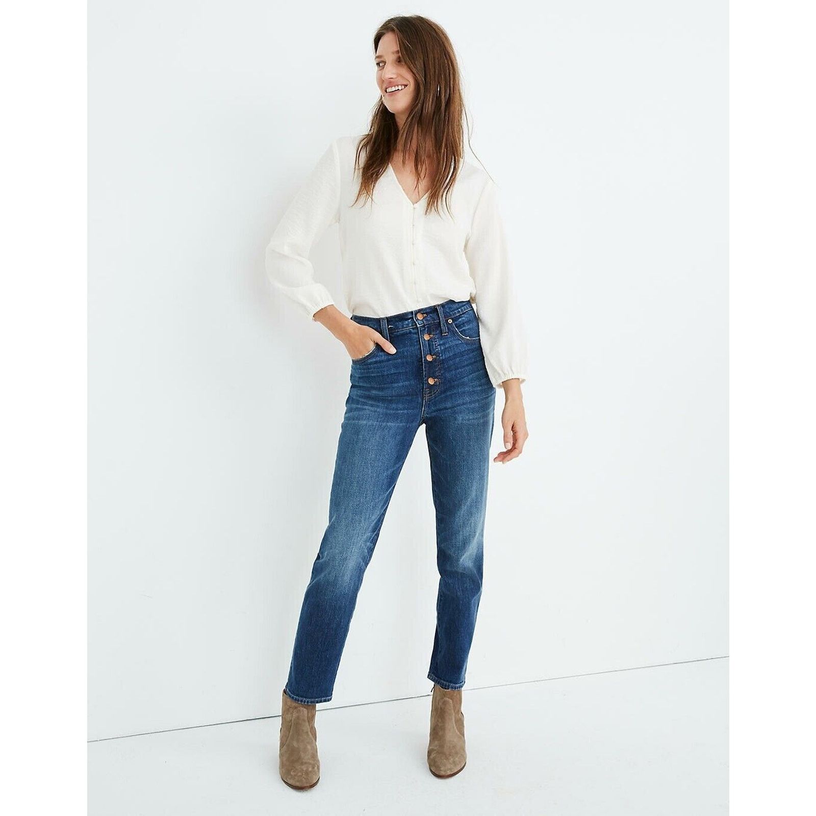 Madewell Madewell The Perfect Vintage Crop Button Front Edition Size 25" / US 0 / IT 36 - 2 Thumbnail