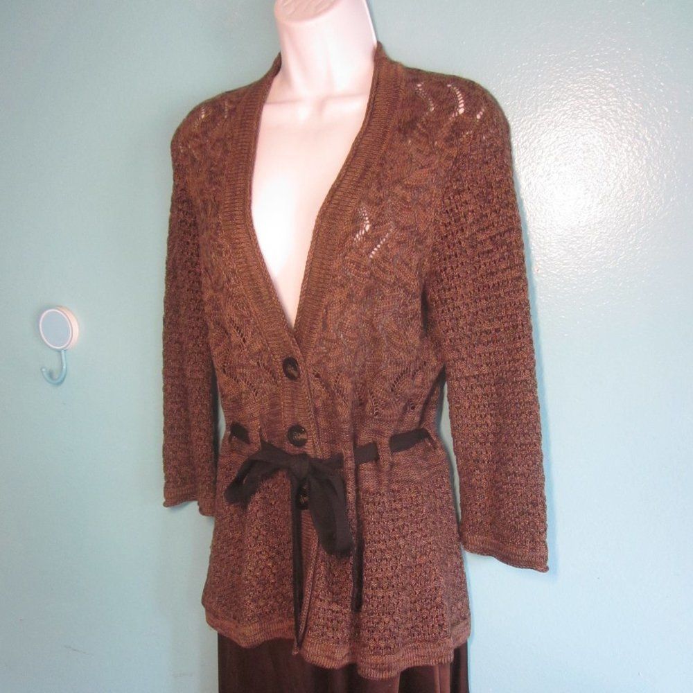 Vintage Classiques Entier Cardigan Brown Knit Linen Sz M Size M / US 6-8 / IT 42-44 - 11 Thumbnail