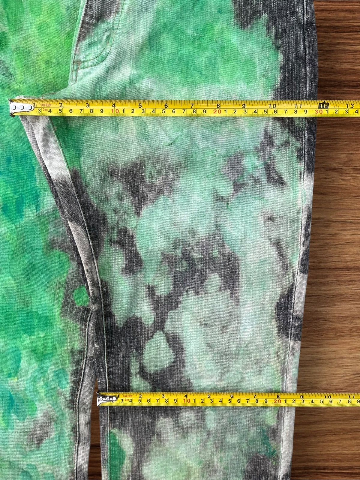 Vintage × Wrangler Vintage Wrangler Green Paint Tye Die Straight Leg Jeans Size US 28 / EU 44 - 14 Thumbnail