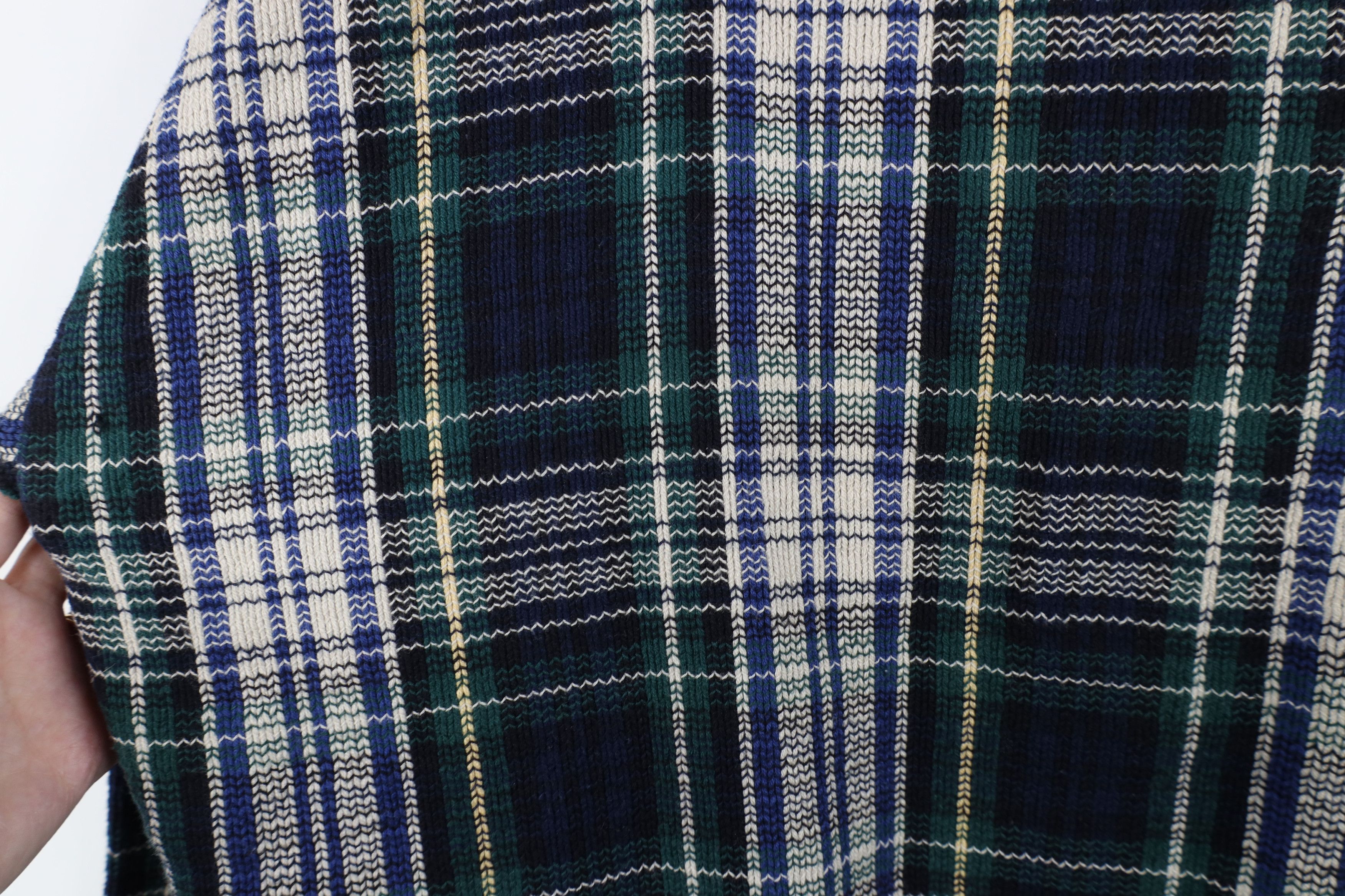 Vintage Vintage 90s Streetwear Cotton Knit Crewneck Sweater Plaid Size US M / EU 48-50 / 2 - 4 Thumbnail