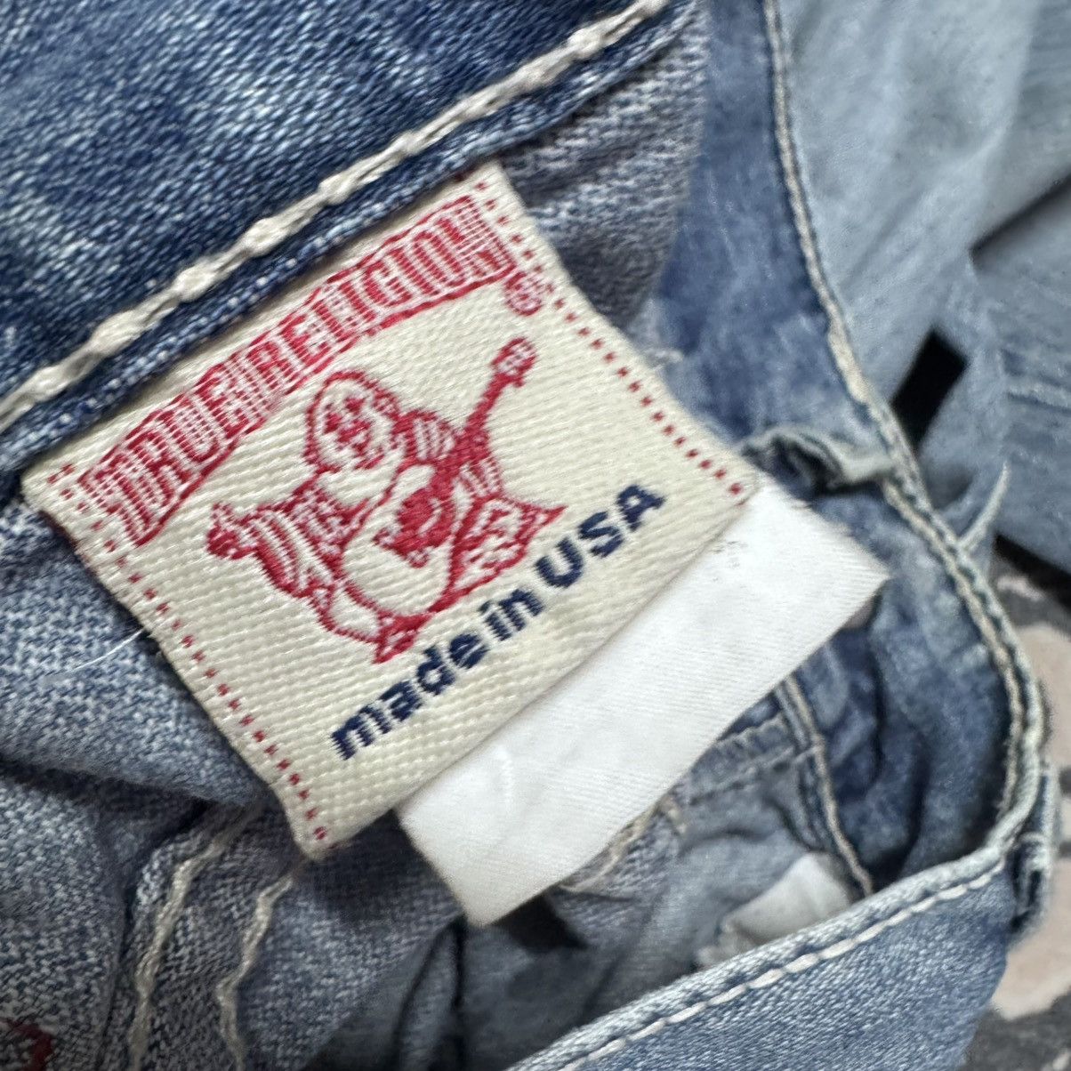 True Religion True Religion Joey Big T Distressed Denim Flare Jeans Size US 31 - 20 Thumbnail