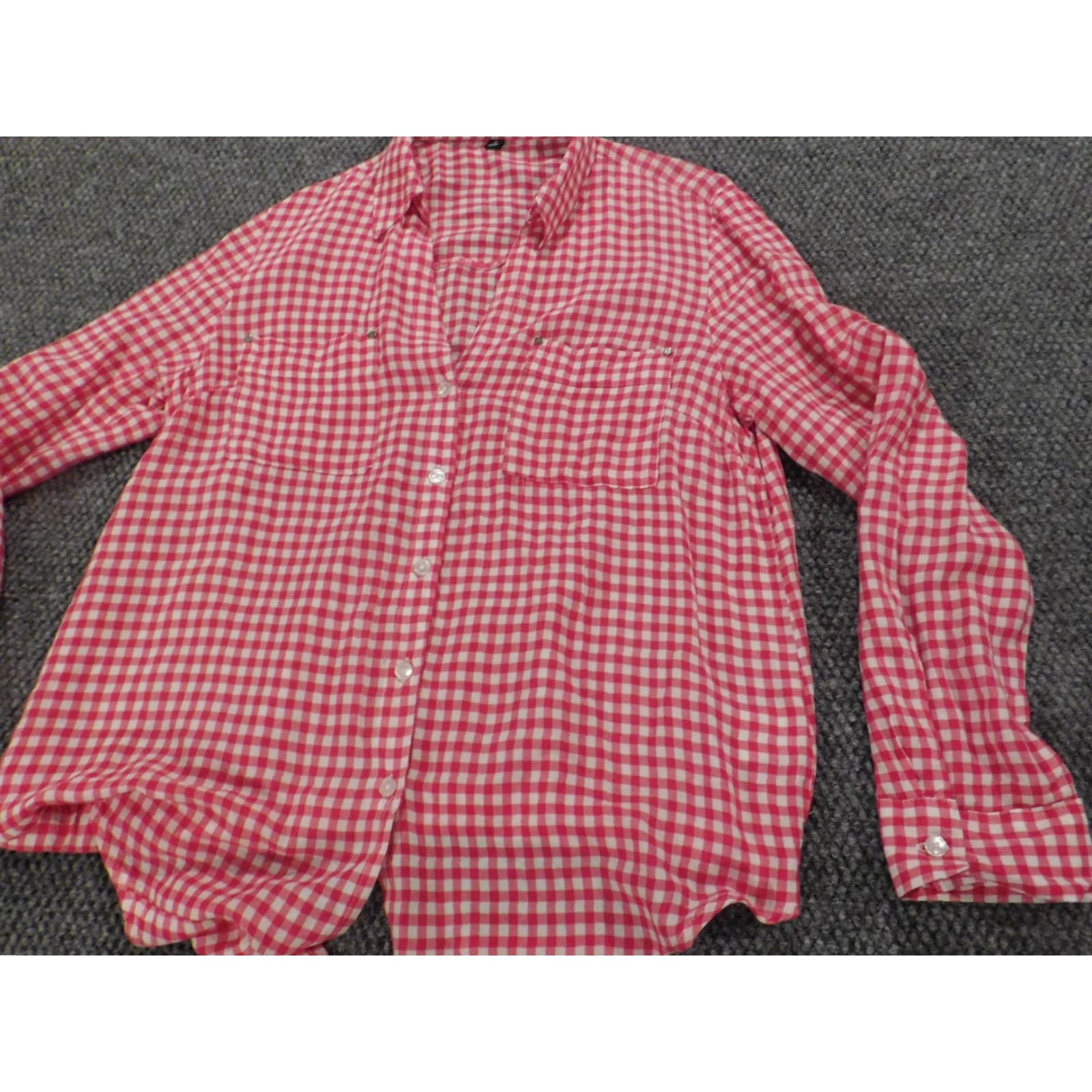 Jones New York Jones New York Womens Button-Up Blouse M Pink Plaid Casual Long Sleeve Round Neck Button-Up Top Regular Fit Womens Size M / US 6-8 / IT 42-44 - 3 Thumbnail