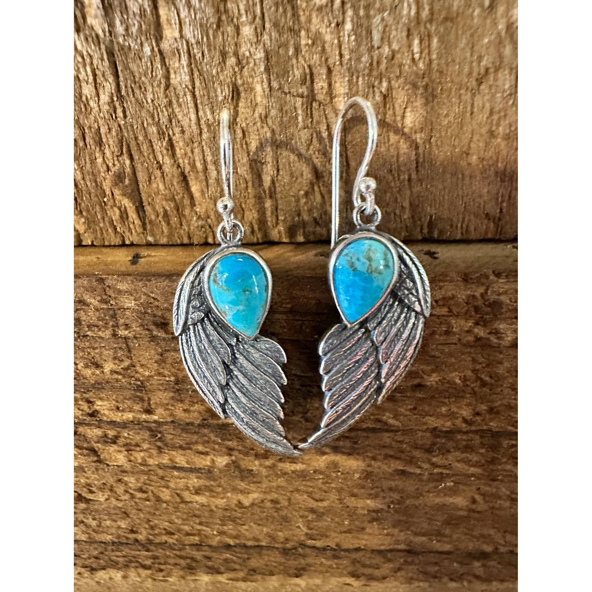 Other Navajo Eagle Wing Turquoise Earrings in Sterling Silver - Ha Size ONE SIZE - 1 Thumbnail