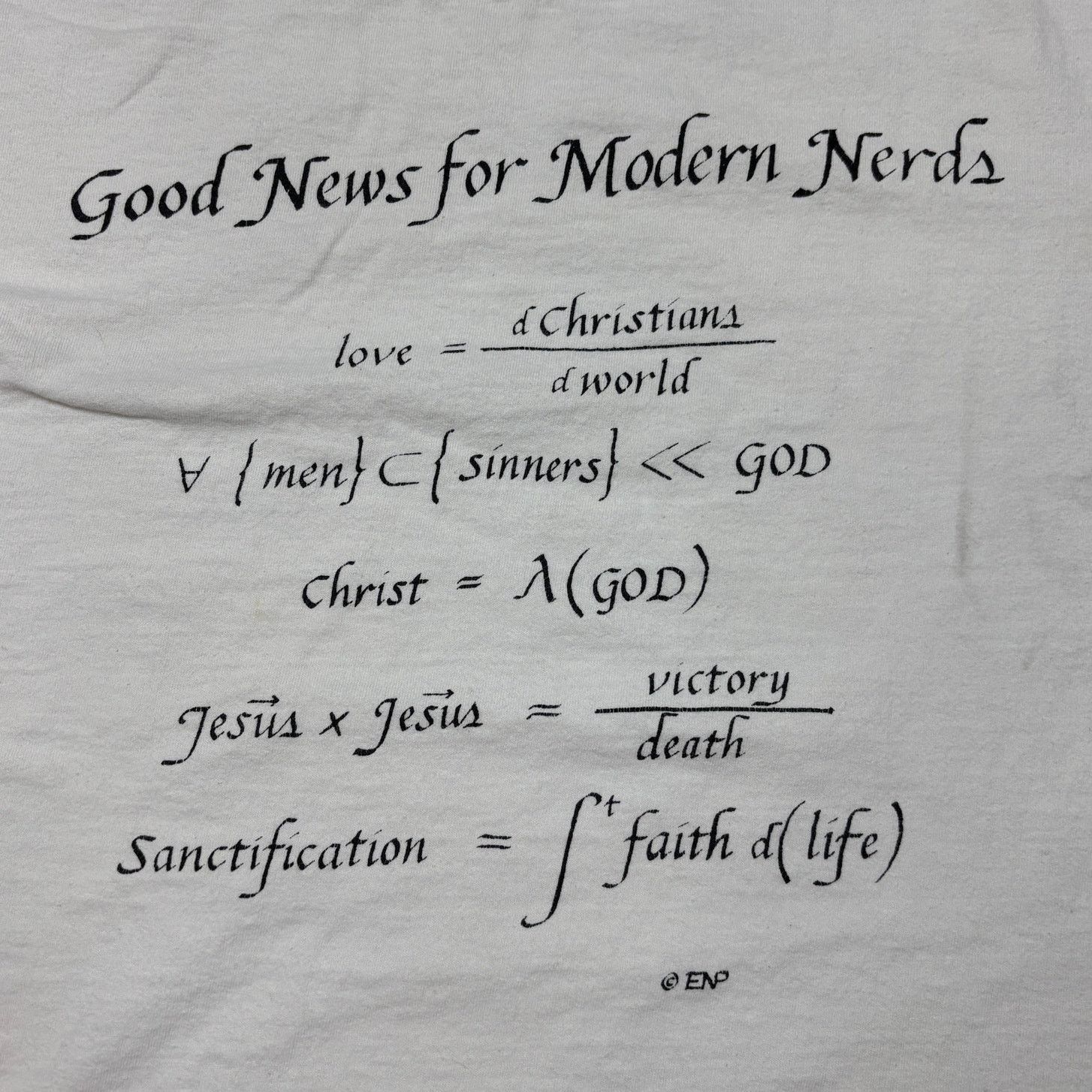 Vintage VTG 90s Good News For Modern Nerds God Equation Shirt XL Size US XL / EU 56 / 4 - 1 Thumbnail