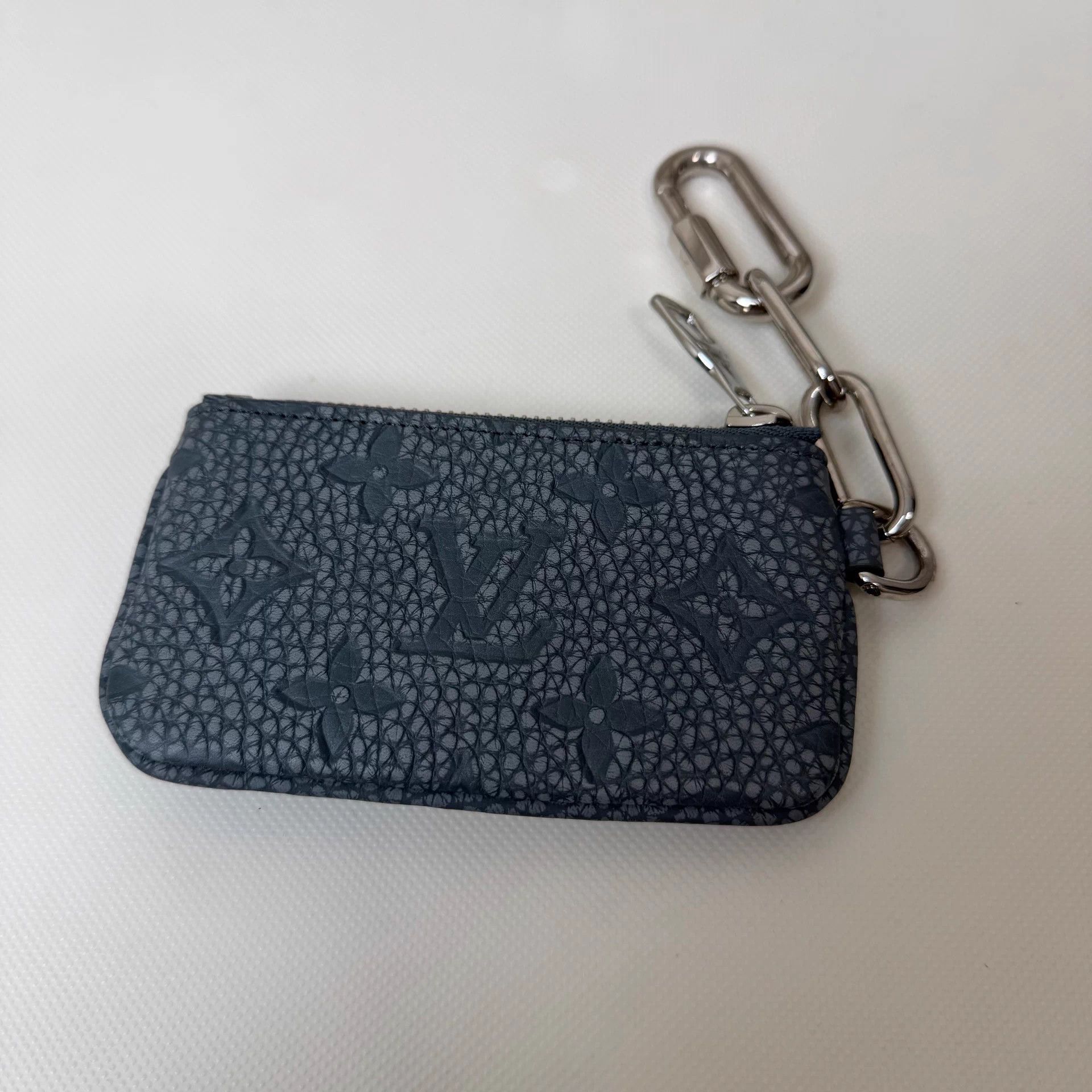Louis Vuitton LV Slate Blue Leather Monogram Zipper Coin Purse Men's Size ONE SIZE - 2 Thumbnail
